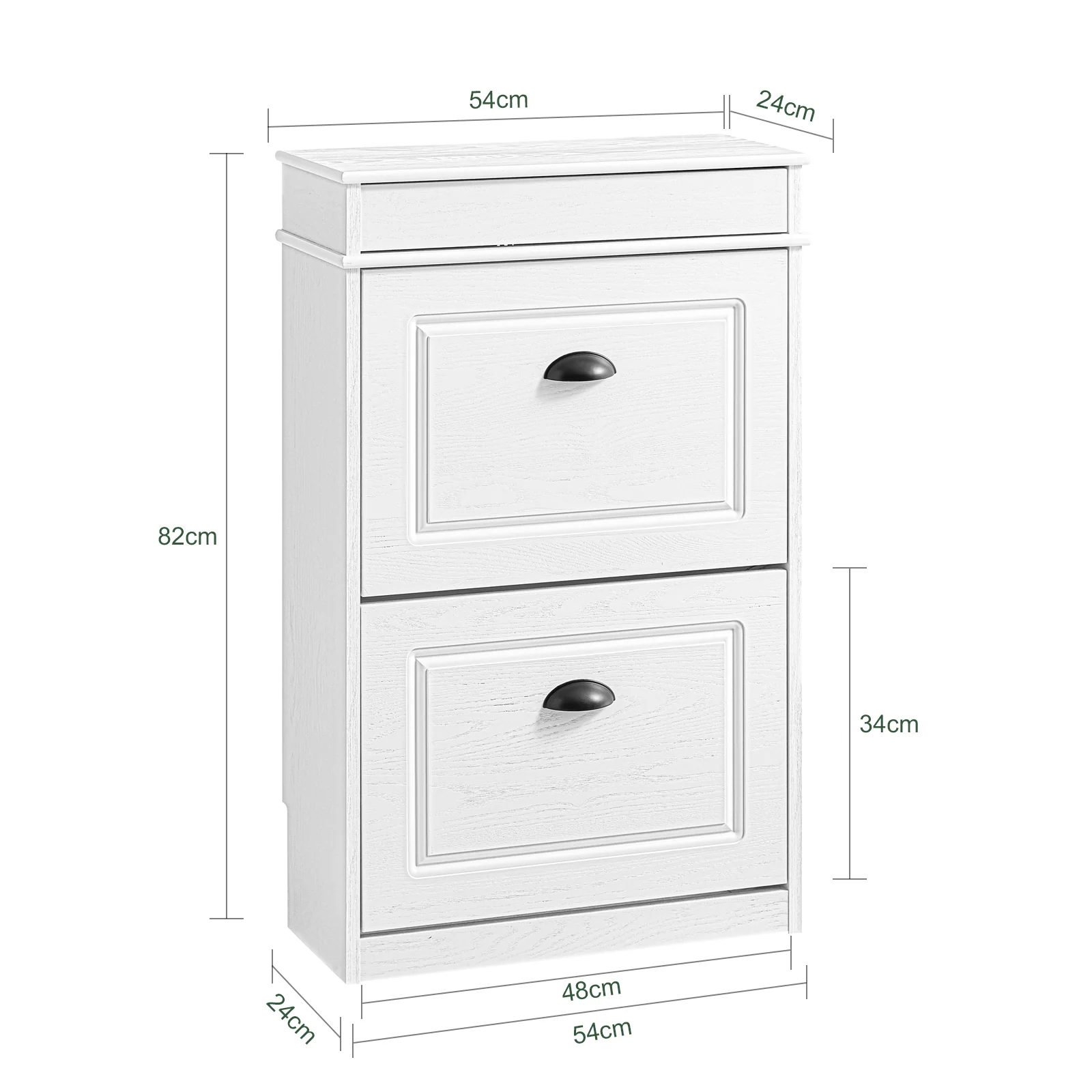SoBuy FSR78-WG Zapatero Estrecho con 2 Solapas y 1 Cajón acabado Madera Blanca 54x24x82cm - Image 4