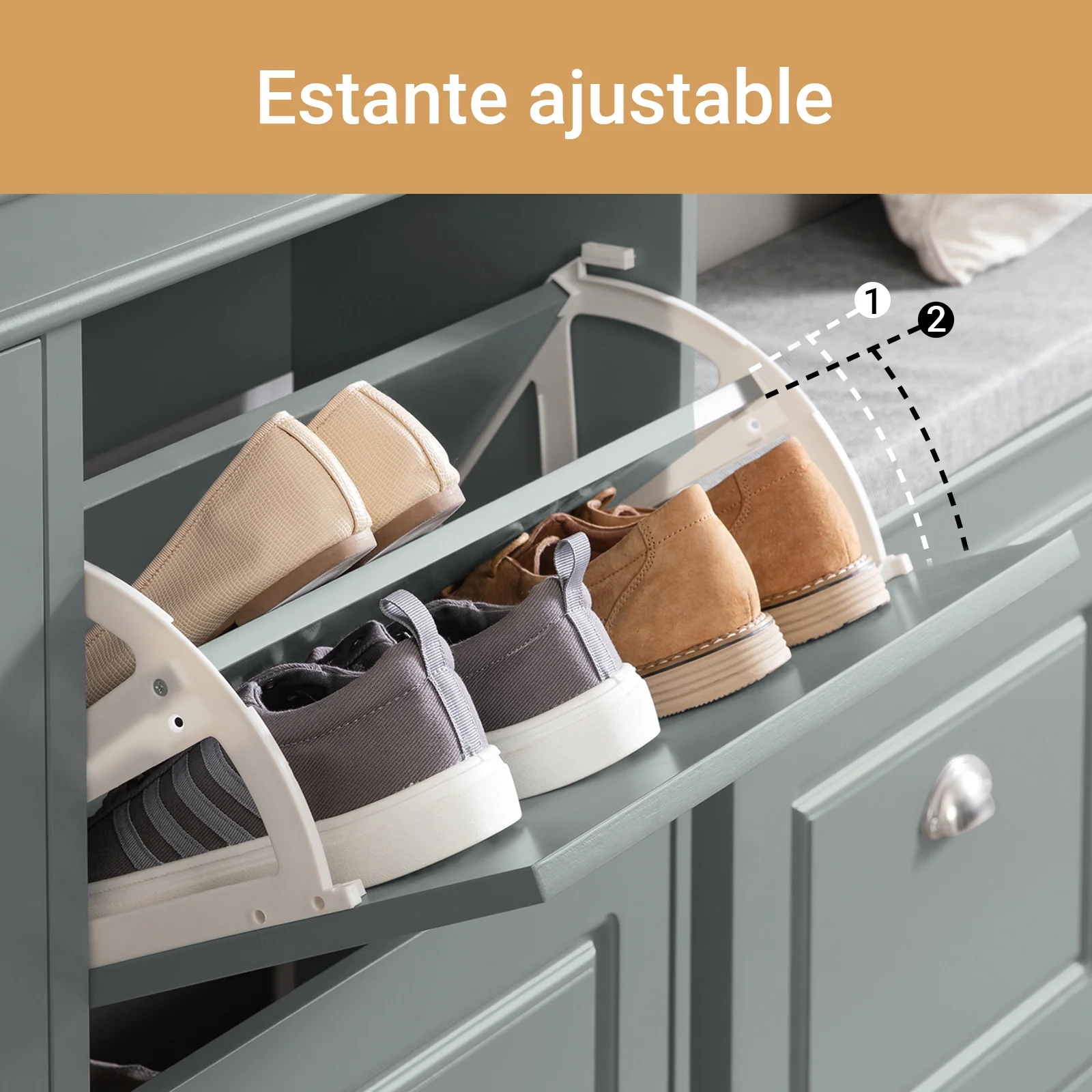 SoBuy FSR79-HG Zapatero estrecho con 4 solapas Gris - Image 5