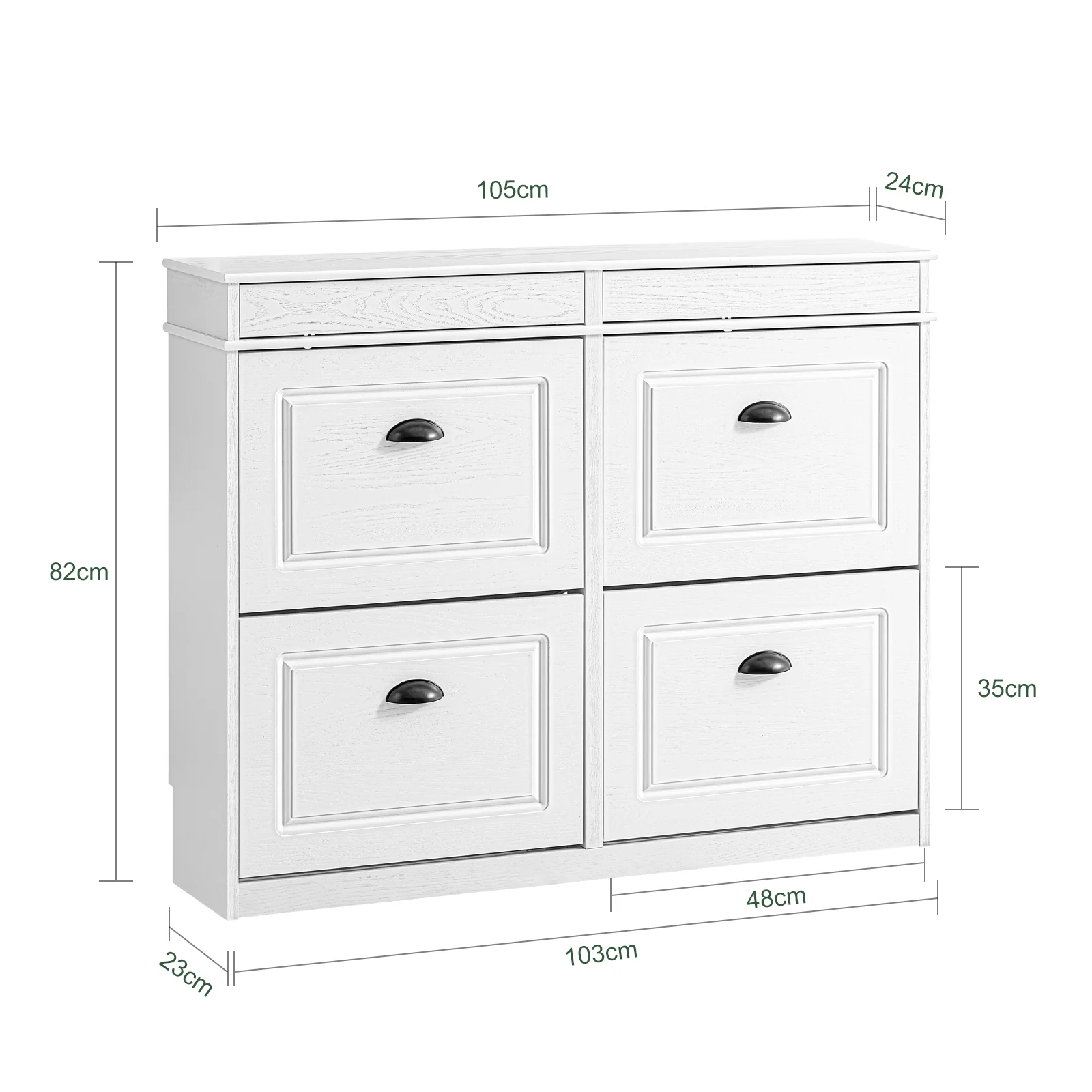 SoBuy FSR79-WG Zapatero Estrecho 4 Solapas para Entrada y Recibidor | Madera Envejecida Blanca - Image 4