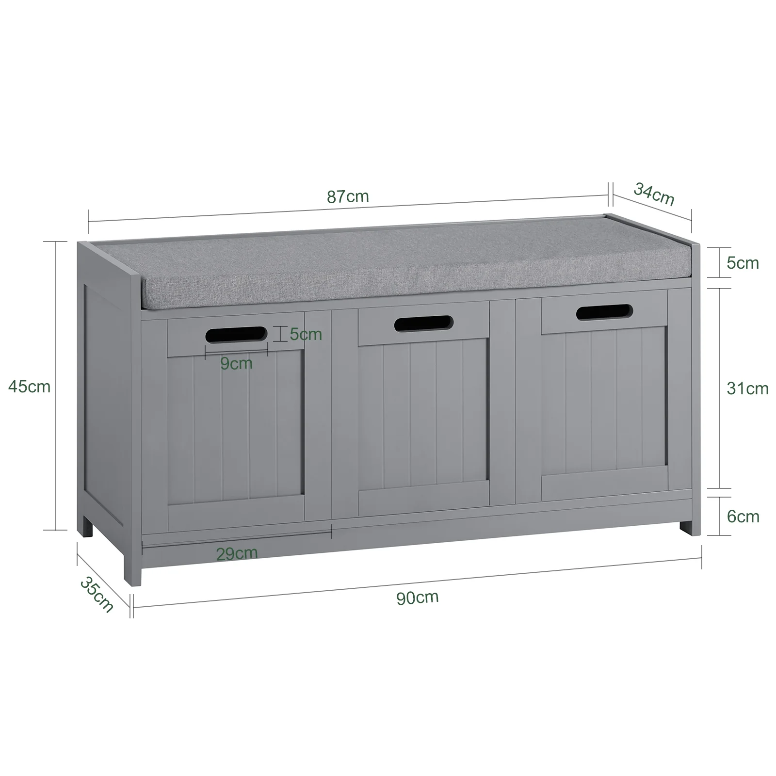SoBuy FSR80-SG Zapatero Banco con 2 Puertas y 1 cajón - Image 3