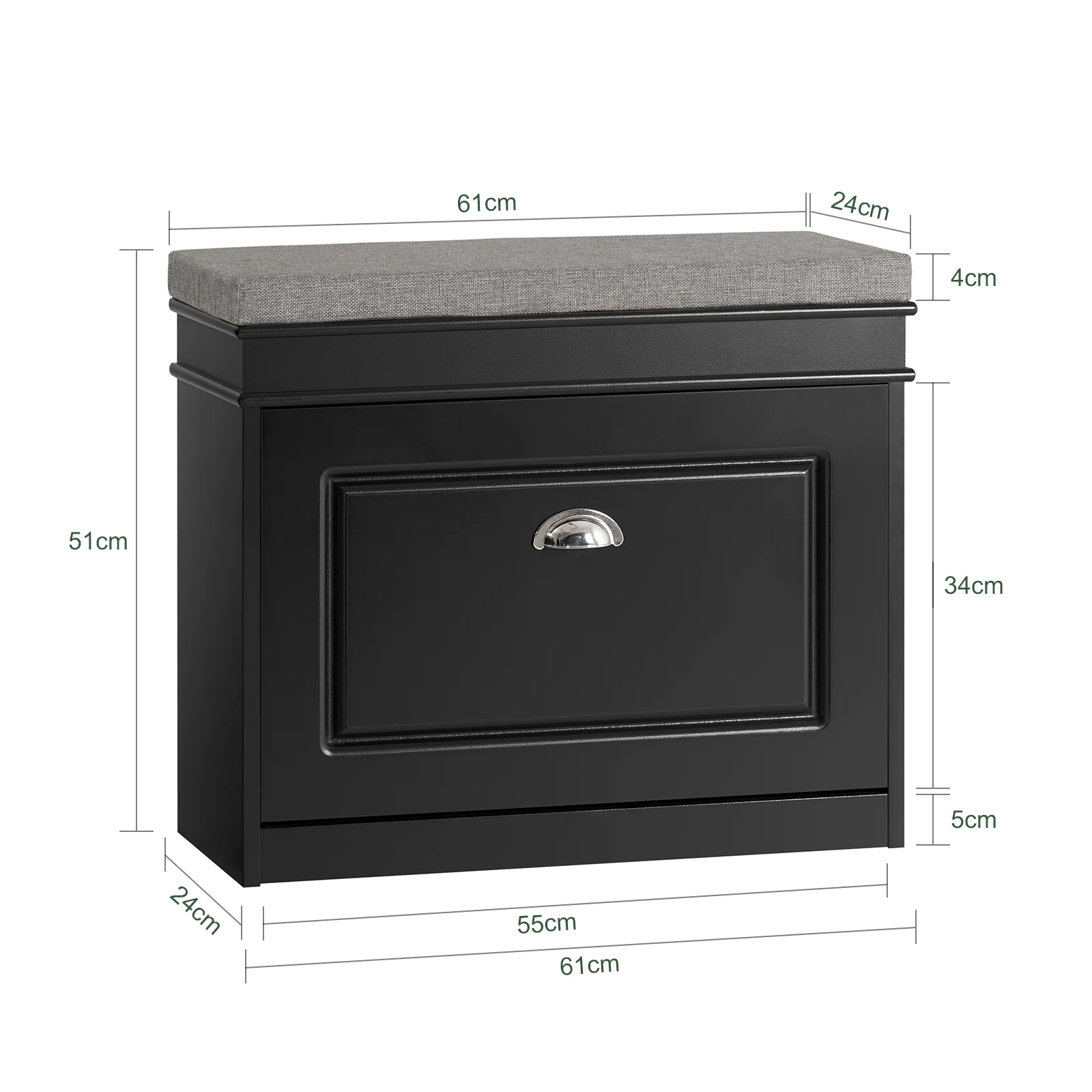 SoBuy FSR82-K-SCH Banco Zapatero con 1 cajón Ancho 60cm Negro - Image 4