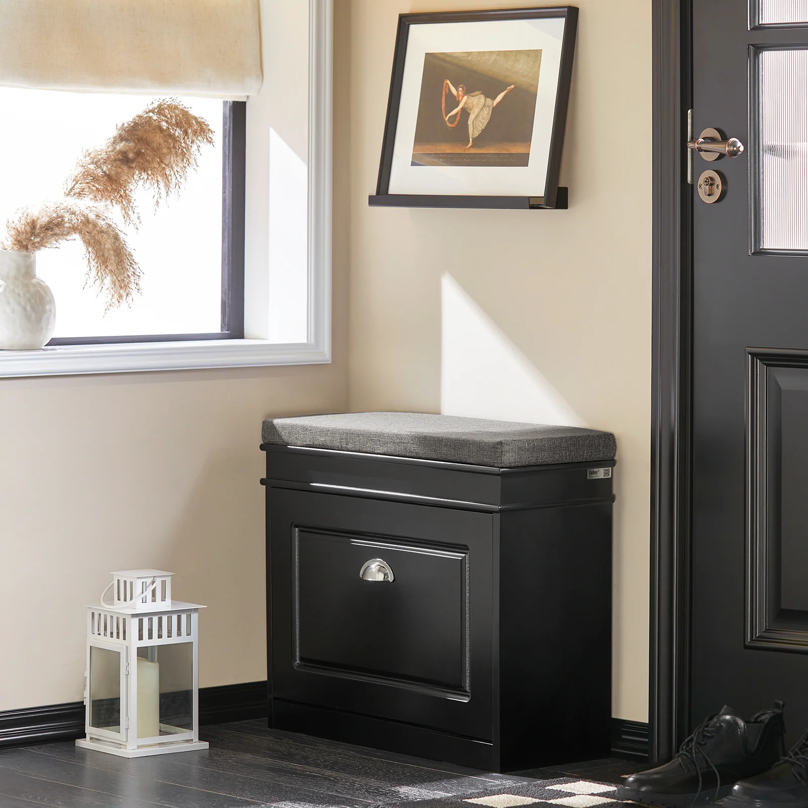 SoBuy FSR82-K-SCH Banco Zapatero con 1 cajón Ancho 60cm Negro - Image 9