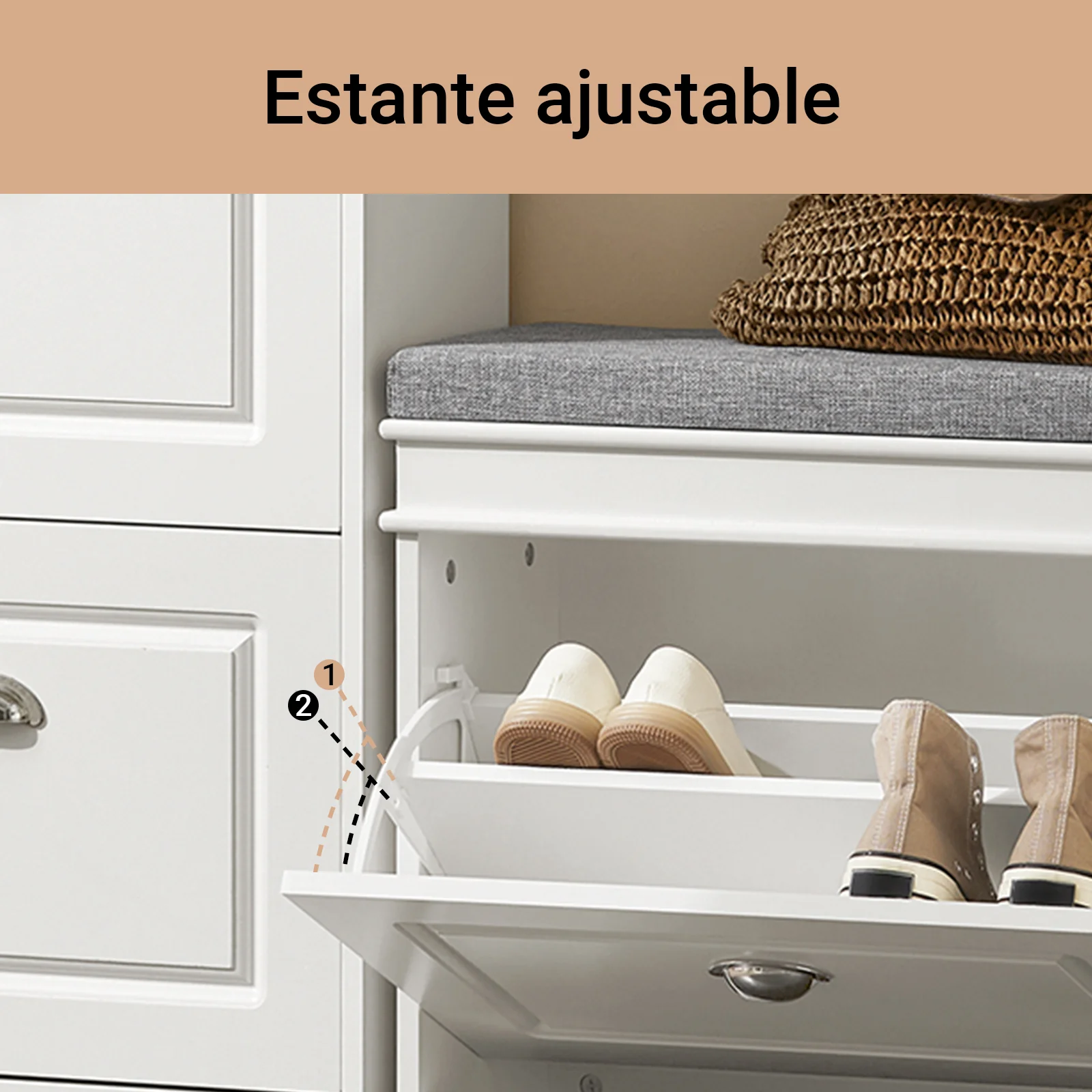 SoBuy FSR82-K-W Banco Zapatero Estrecho con 1 cajón Ancho 60cm Blanco - Image 6