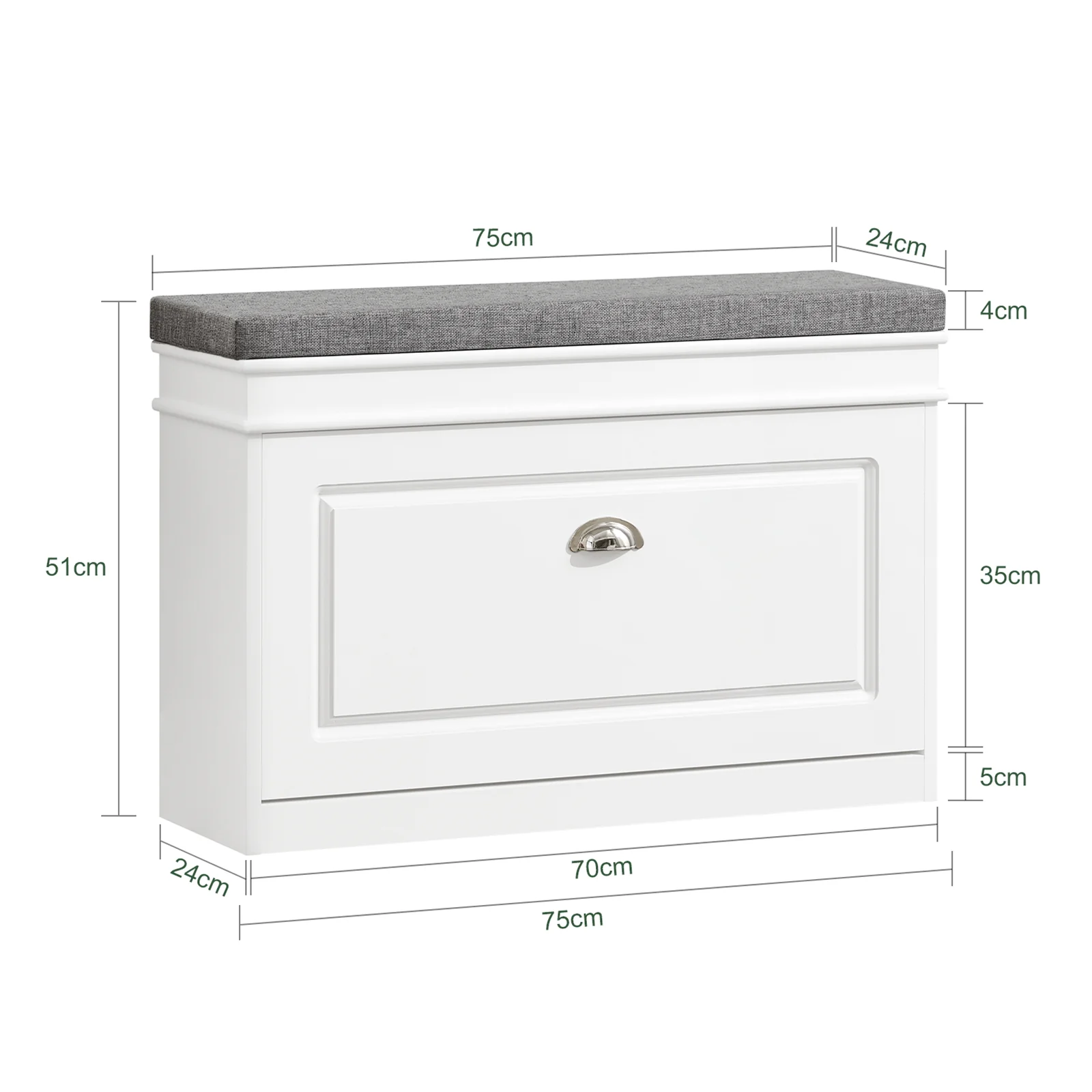 SoBuy FSR82-L-W Banco Zapatero con 1 puerta Ancho 75cm Blanco - Image 3