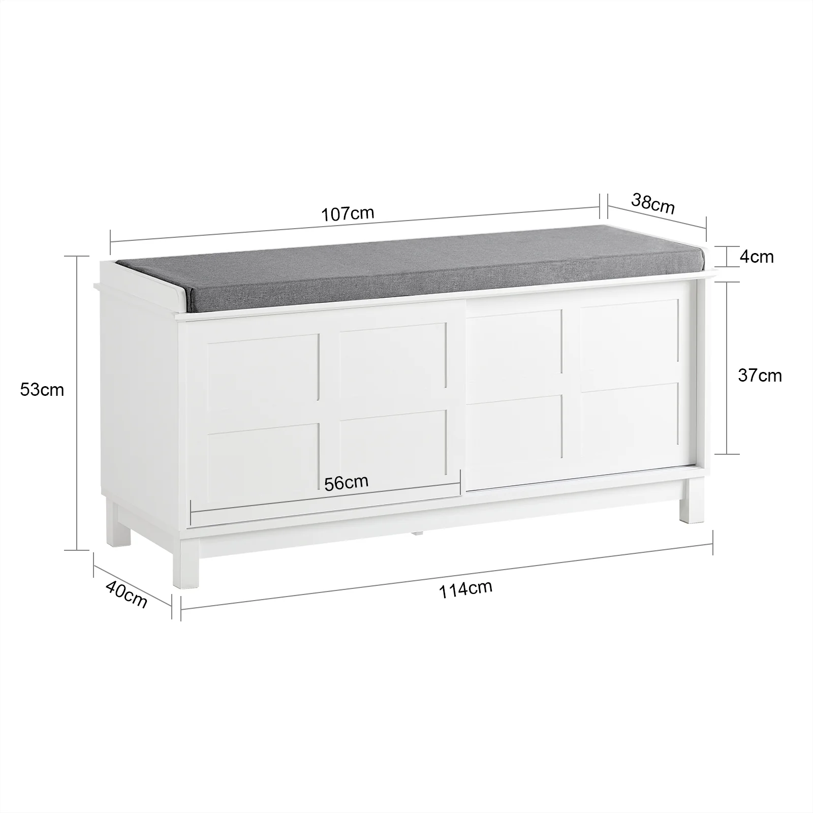 SoBuy FSR86-W Banco Zapatero con 2 puertas correderas Blanco - Image 3