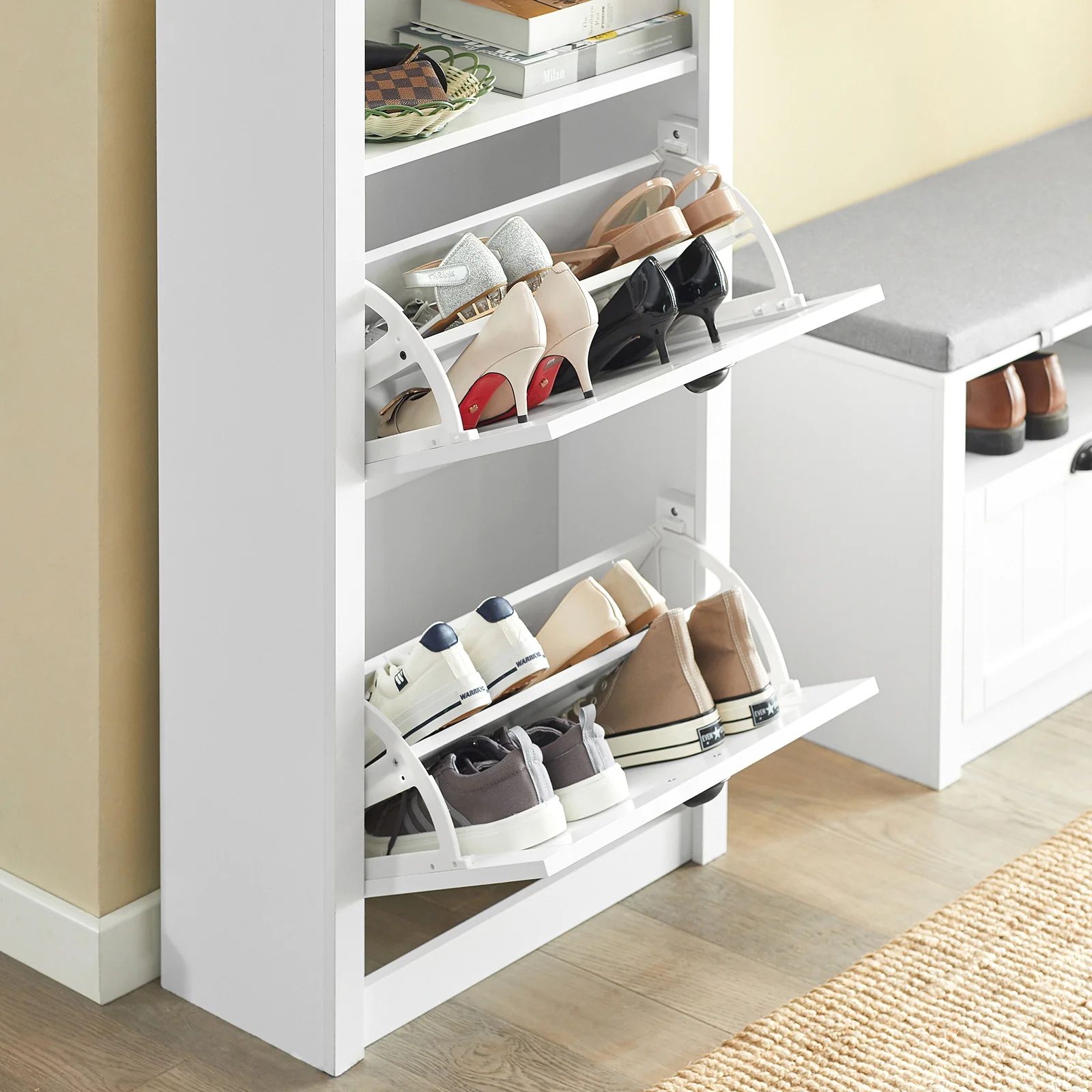 SoBuy FSR87-K-W Zapatero Estrecho con 2 Puertas Blanco - Image 8