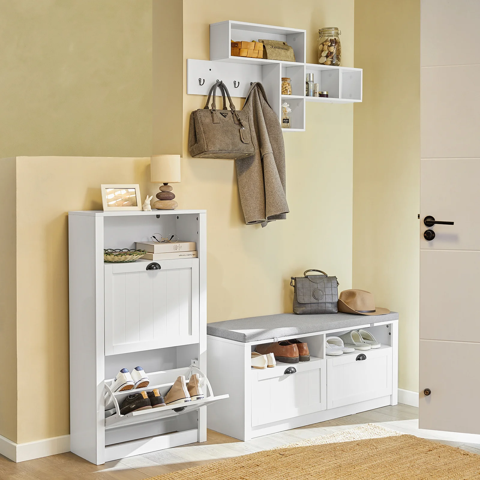 SoBuy FSR87-K-W Zapatero Estrecho con 2 Puertas Blanco - Image 9