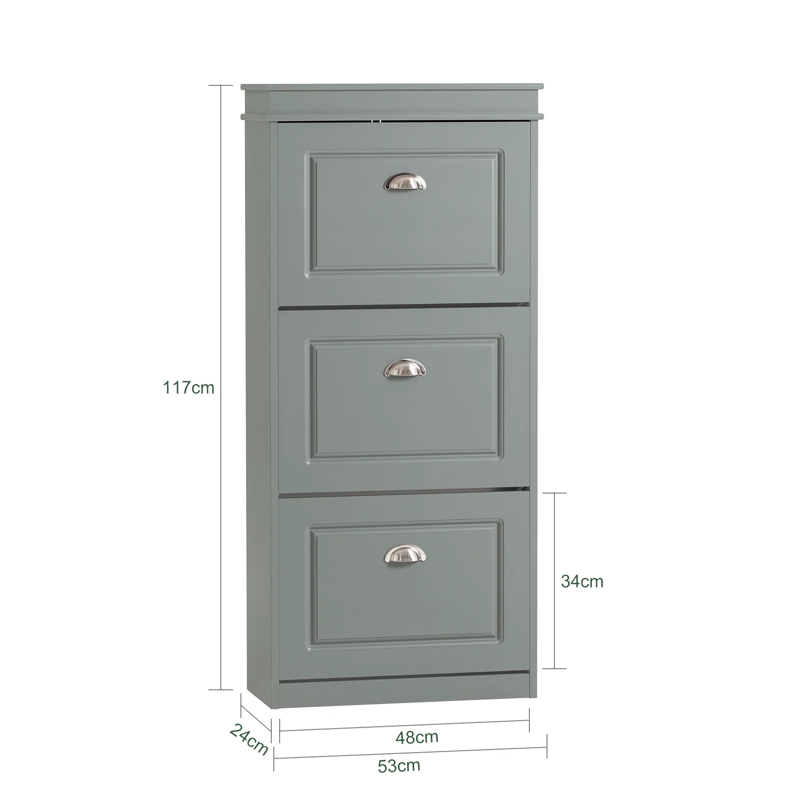 SoBuy FSR94-HG Zapatero Estrecho con 3 Solapas Gris 53 x 24 x 117 cm - Image 4