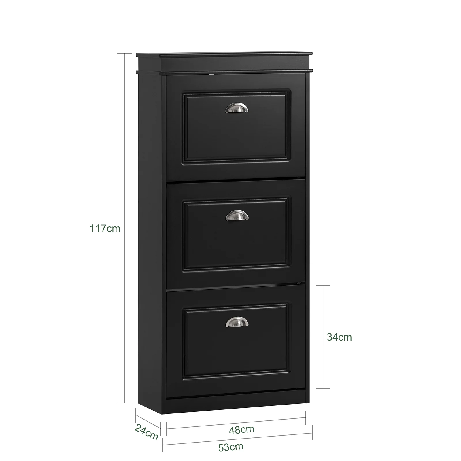 SoBuy FSR94-SCH Zapatero Estrecho con 3 Solapas 53 x 24 x 117 cm Negro - Image 4