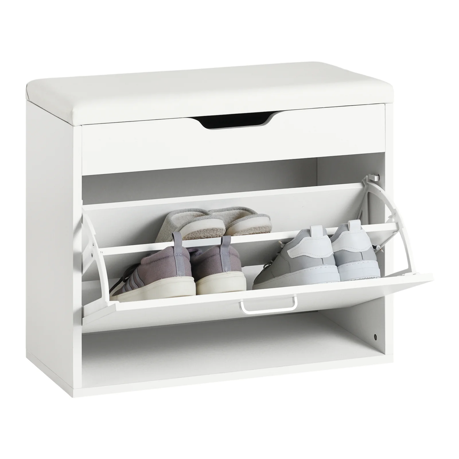 SoBuy FSR95-W Banco Zapatero con Asiento 60cm Blanco Solapa Abatible
