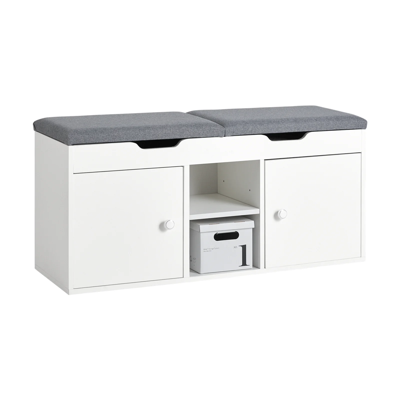 SoBuy FSR96-W Banco Zapatero con 2 Puertas y 2 estantes