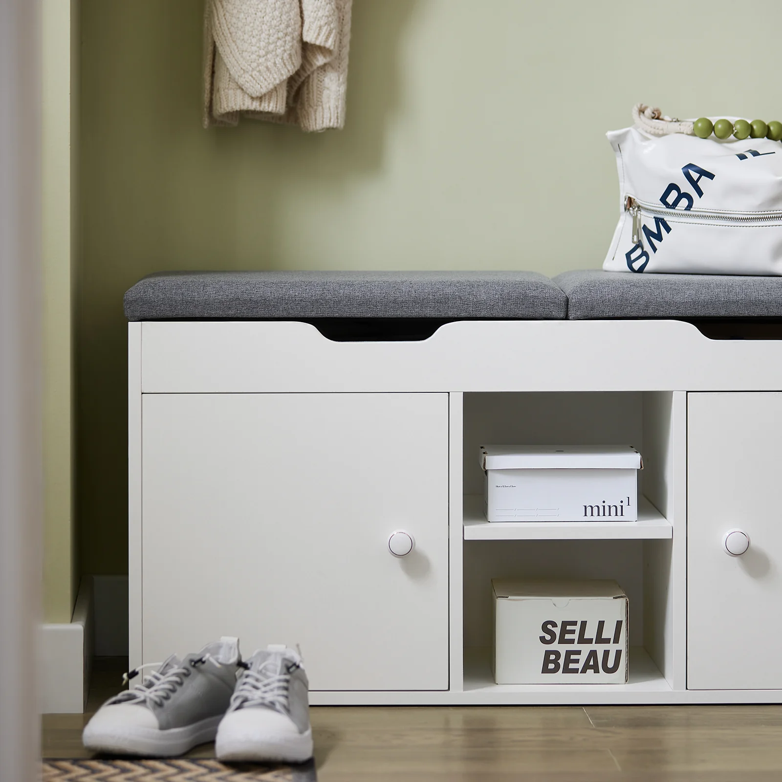 SoBuy FSR96-W Banco Zapatero con 2 Puertas y 2 estantes - Image 9
