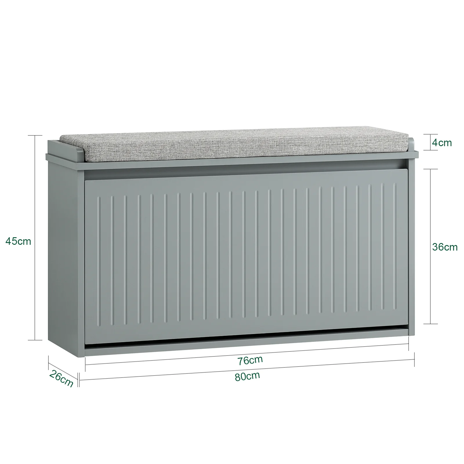 SoBuy FSR98-L-HG Banco Zapatero con 1 Solapa Gris 80x26x45cm - Image 3