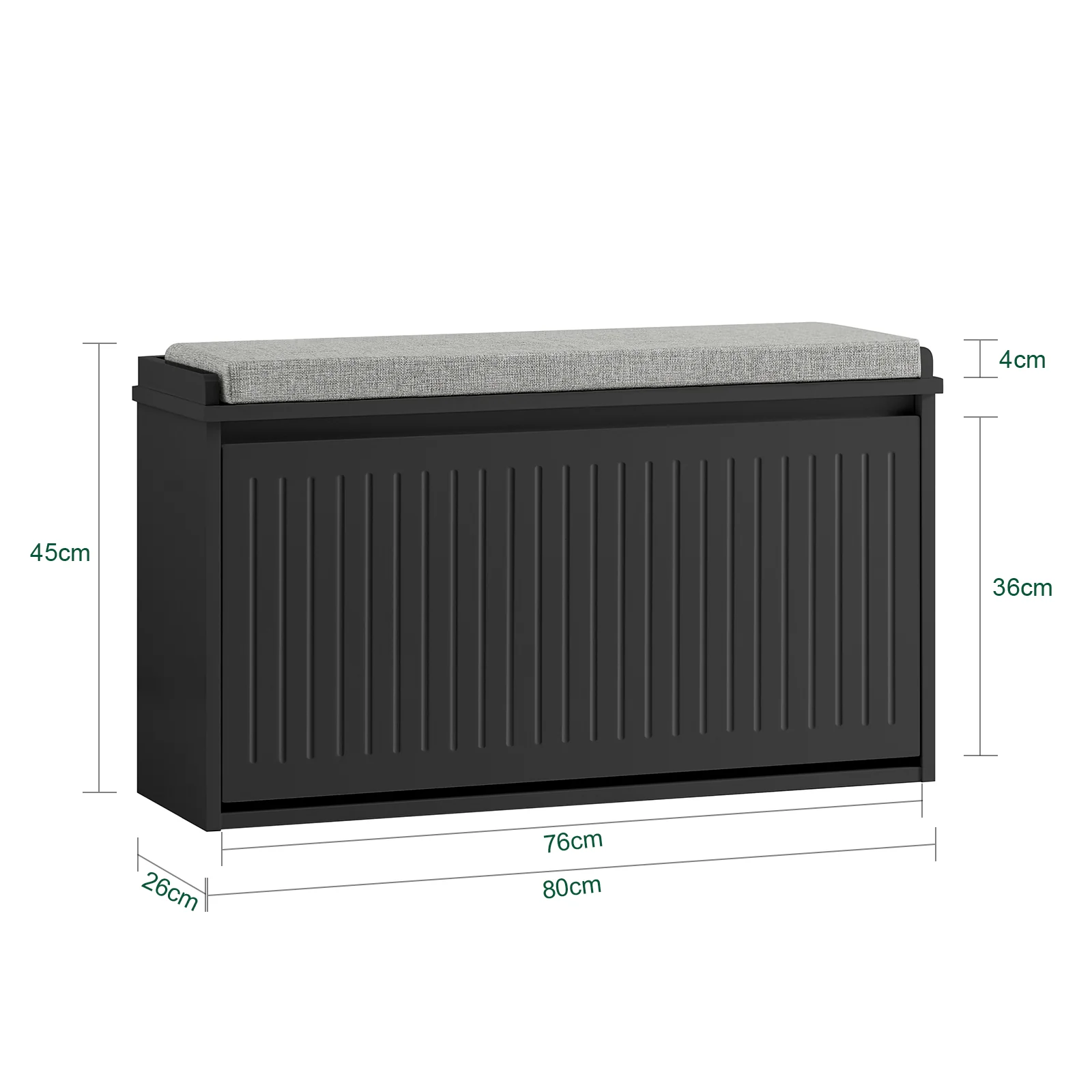 SoBuy FSR98-L-SCH Banco Zapatero con 1 Solapa Negro 80x26x45 cm - Image 3