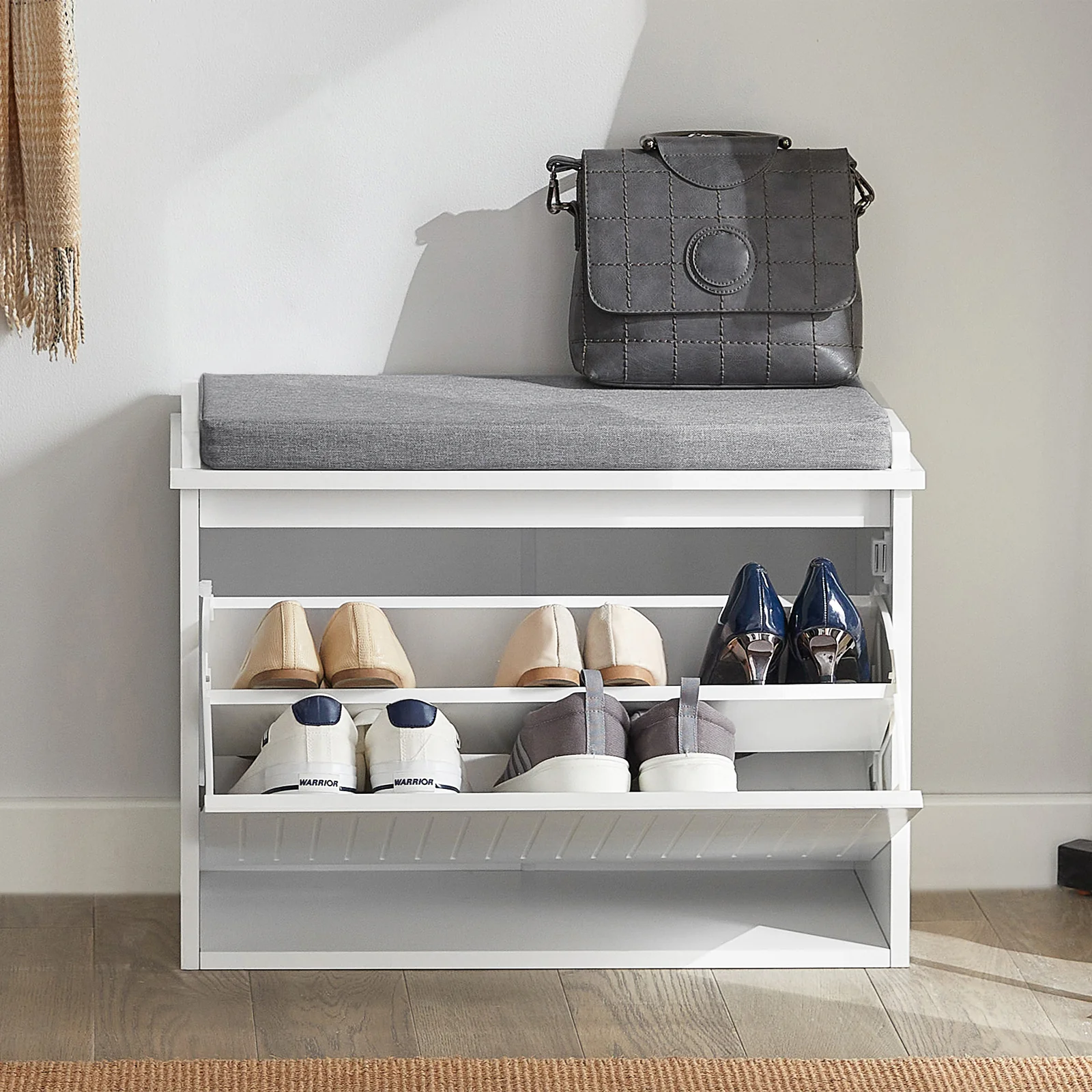 SoBuy FSR98-W Banco Zapatero con 1 solapas Blanco 60x26x46cm - Image 4