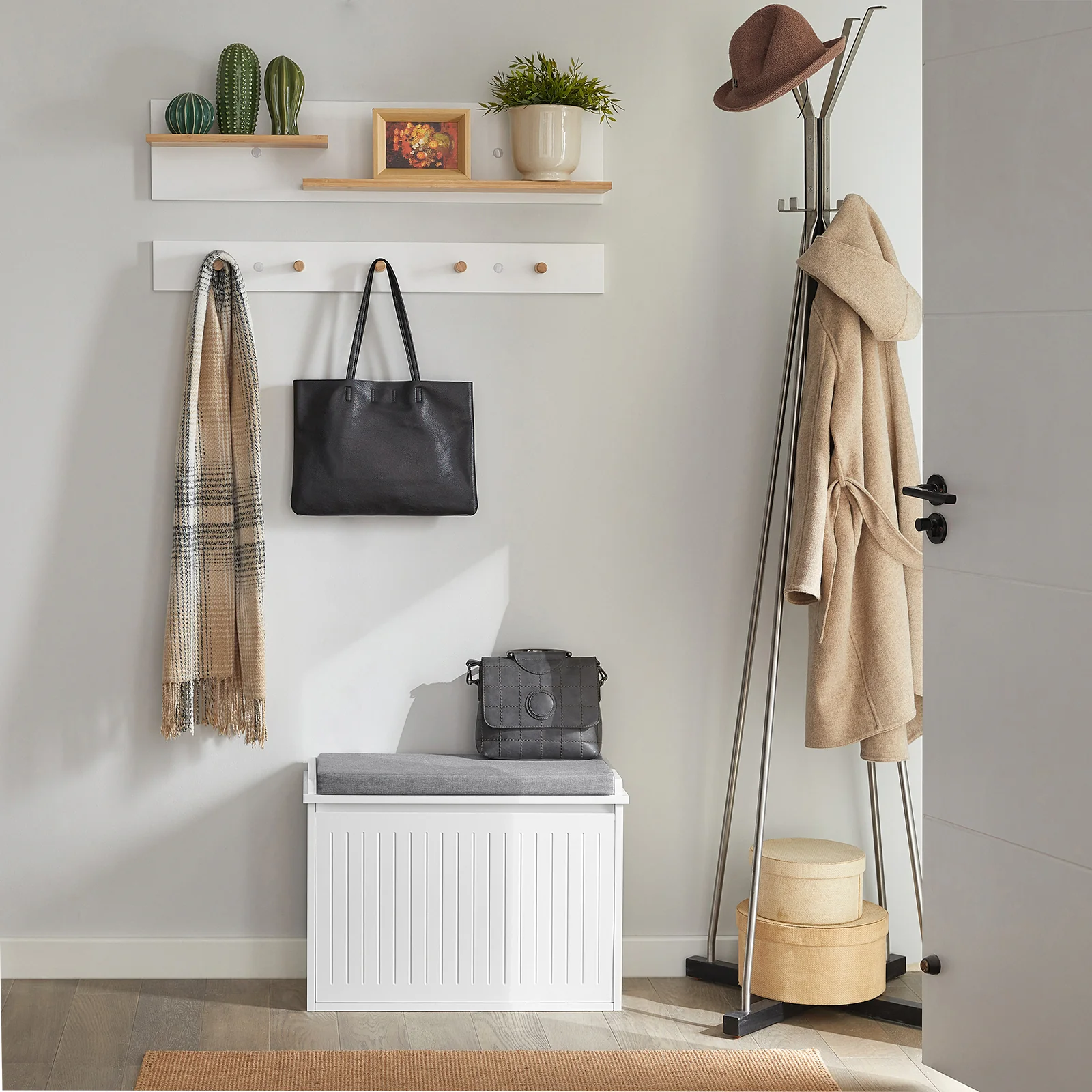 SoBuy FSR98-W Banco Zapatero con 1 solapas Blanco 60x26x46cm - Image 8