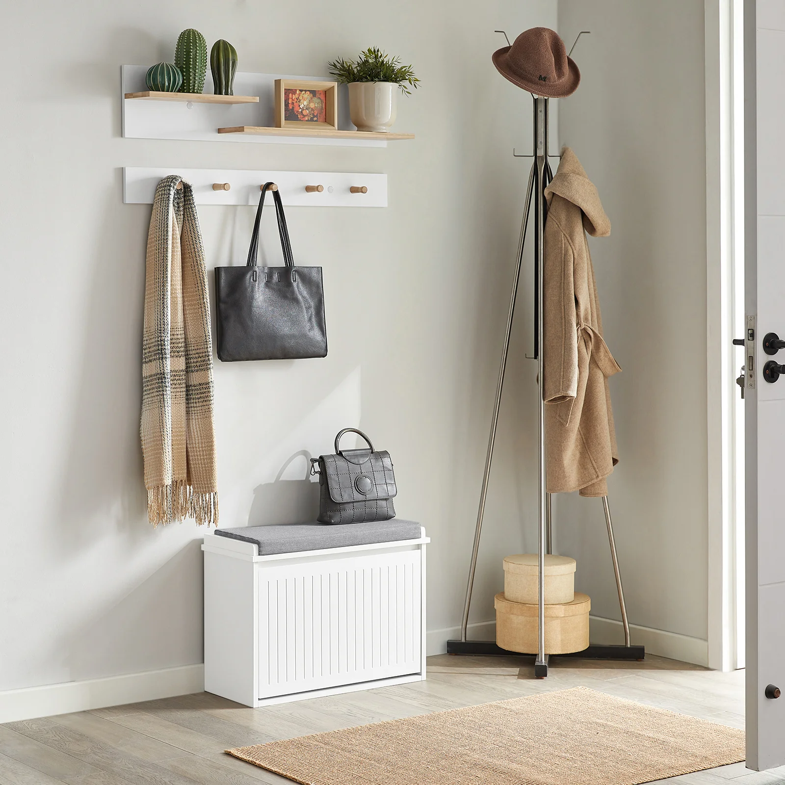 SoBuy FSR98-W Banco Zapatero con 1 solapas Blanco 60x26x46cm - Image 9