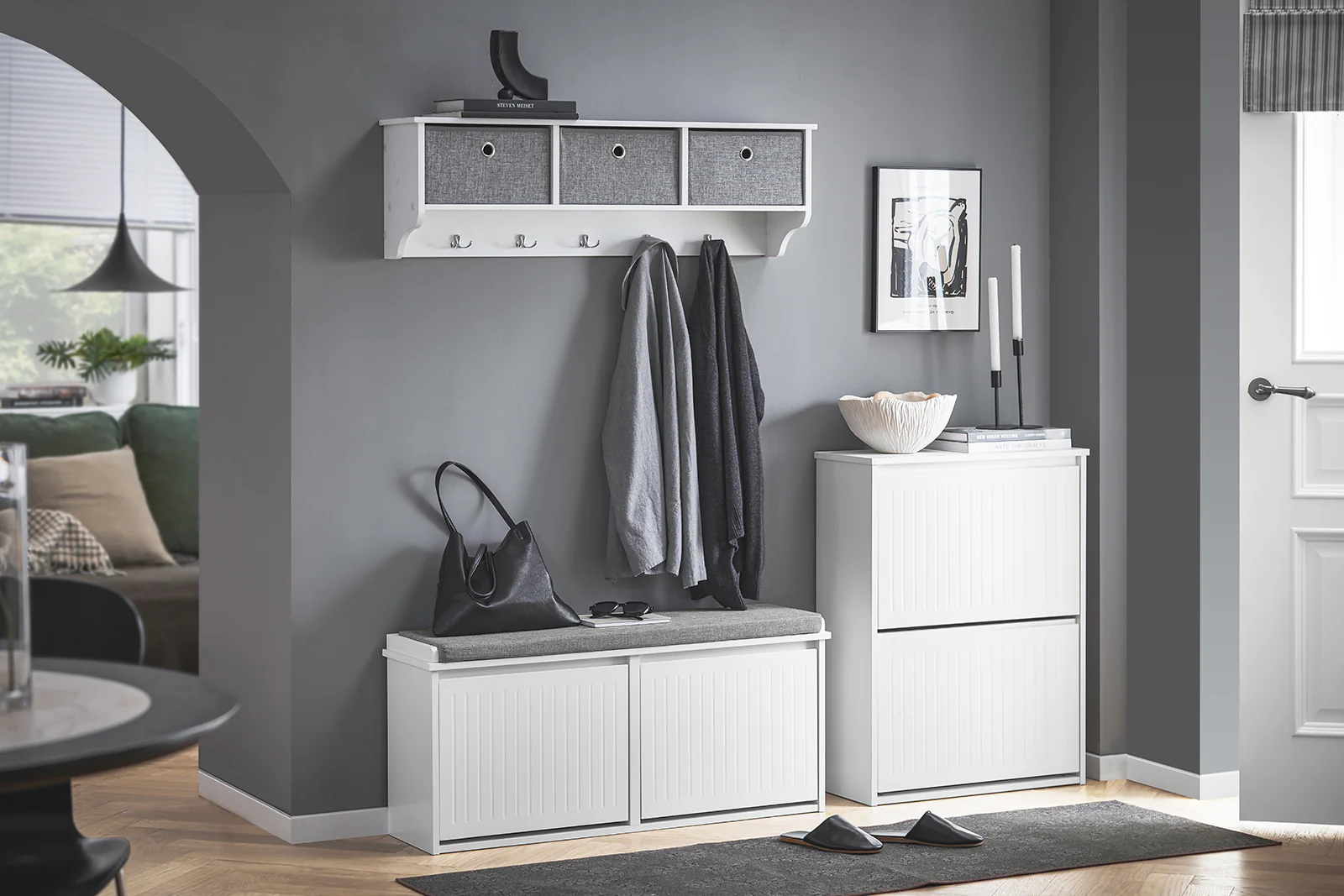 SoBuy FSR98-XL-W Banco Zapatero con 2 Solapas Blanco 100 x 26 x 46 cm - Image 4