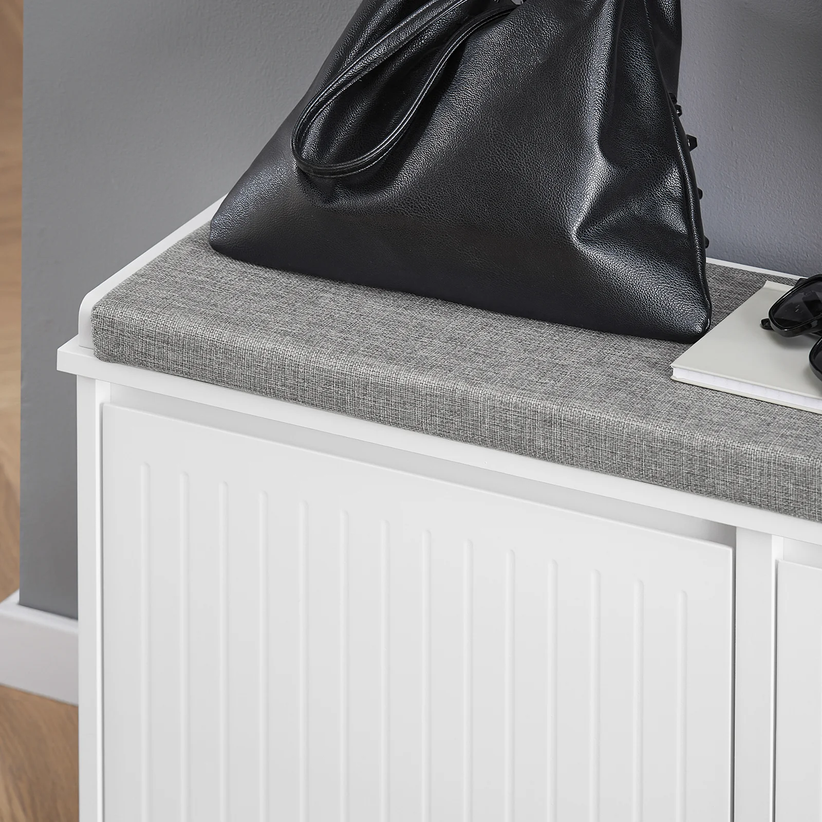 SoBuy FSR98-XL-W Banco Zapatero con 2 Solapas Blanco 100 x 26 x 46 cm - Image 7