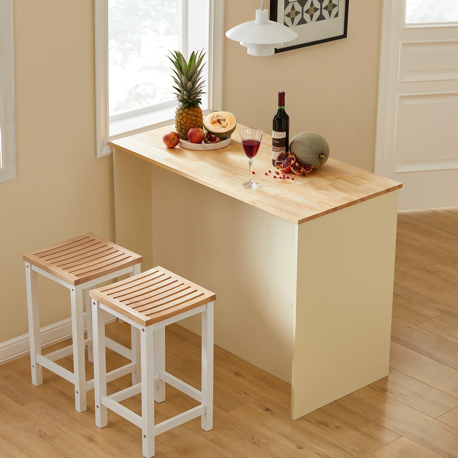 SoBuy FST29-WNx2 Taburetes de Bar x2 Cuadrado Silla Cocina - Image 2