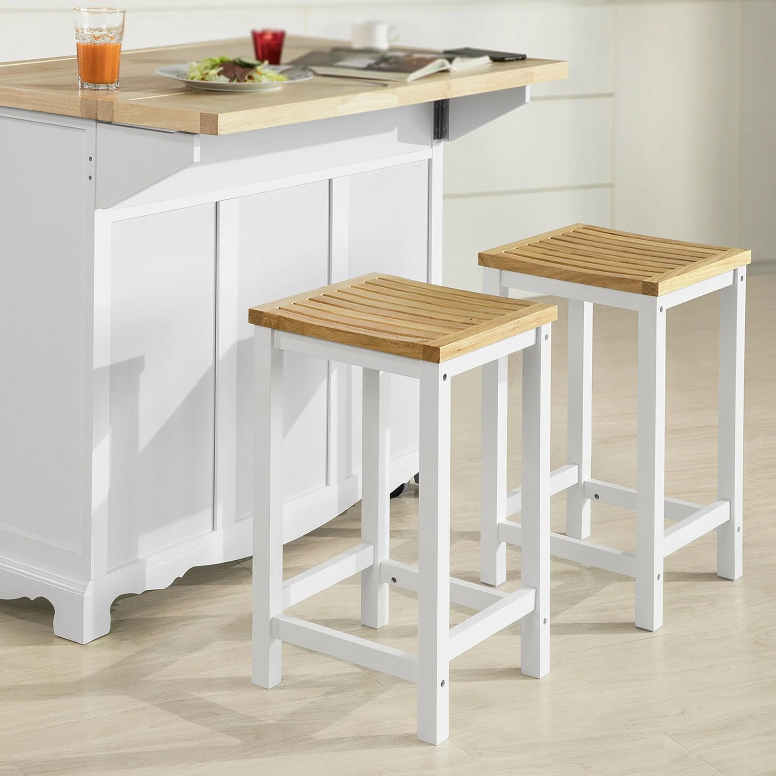 SoBuy FST29-WNx2 Taburetes de Bar x2 Cuadrado Silla Cocina - Image 4