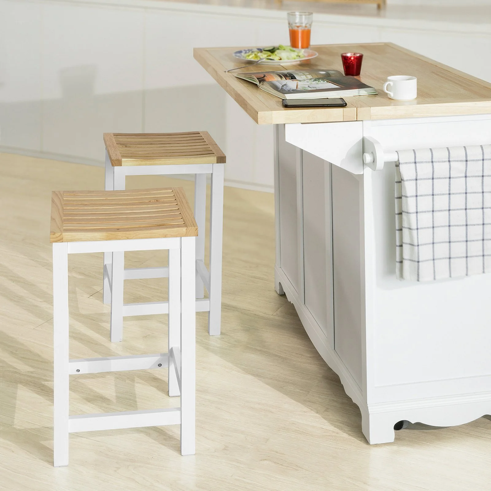 SoBuy FST29-WNx2 Taburetes de Bar x2 Cuadrado Silla Cocina - Image 5