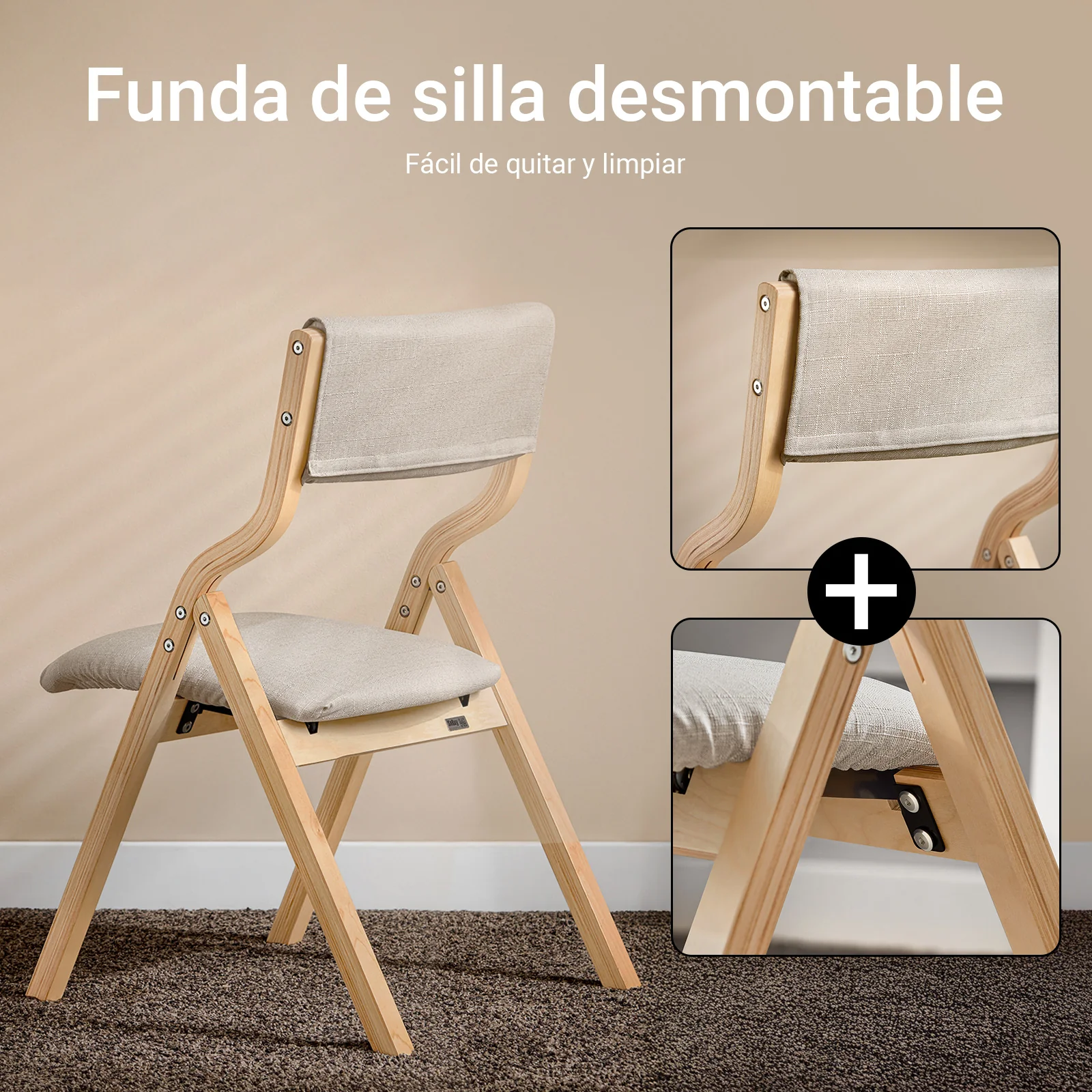 SoBuy FST40-HGx4 Lote de 4 Sillas de Madera Silla Plegable Gris - Image 6