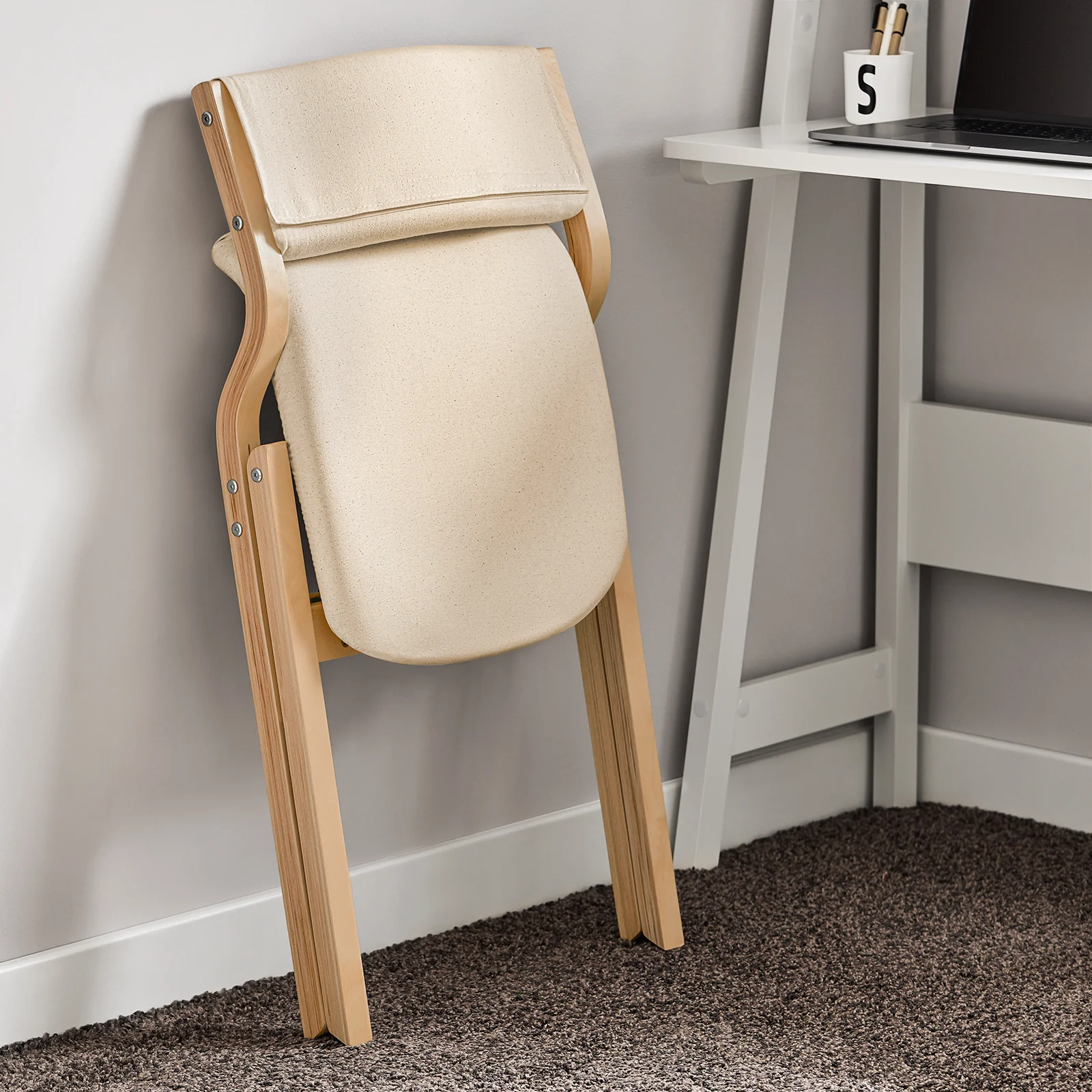 SoBuy FST40-Wx2 Lote de 2 Sillas de Madera Silla Plegable Beige - Image 9