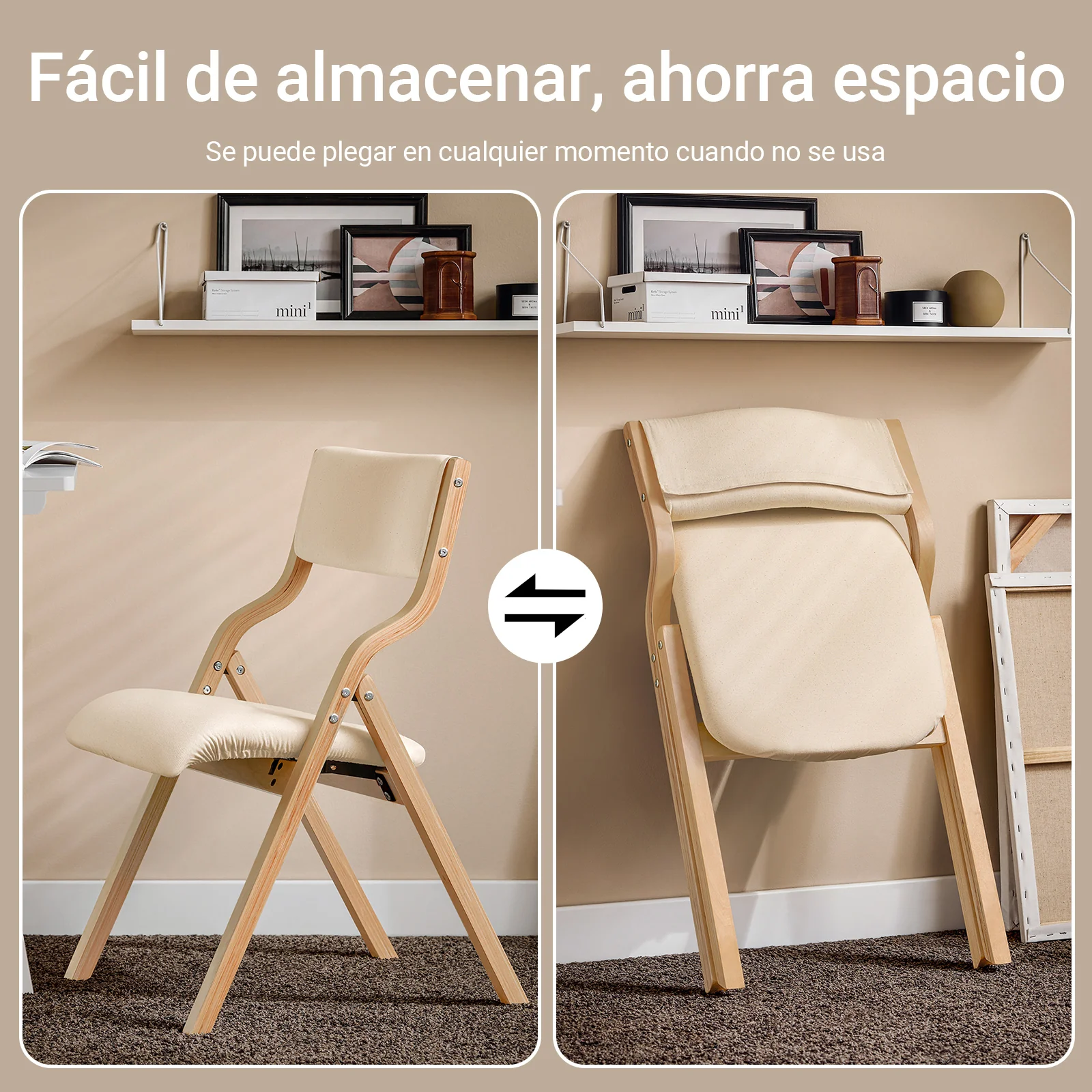 SoBuy FST40-Wx4 Lote de 4 Silla Plegable 48x58x78 cm Beige - Image 4
