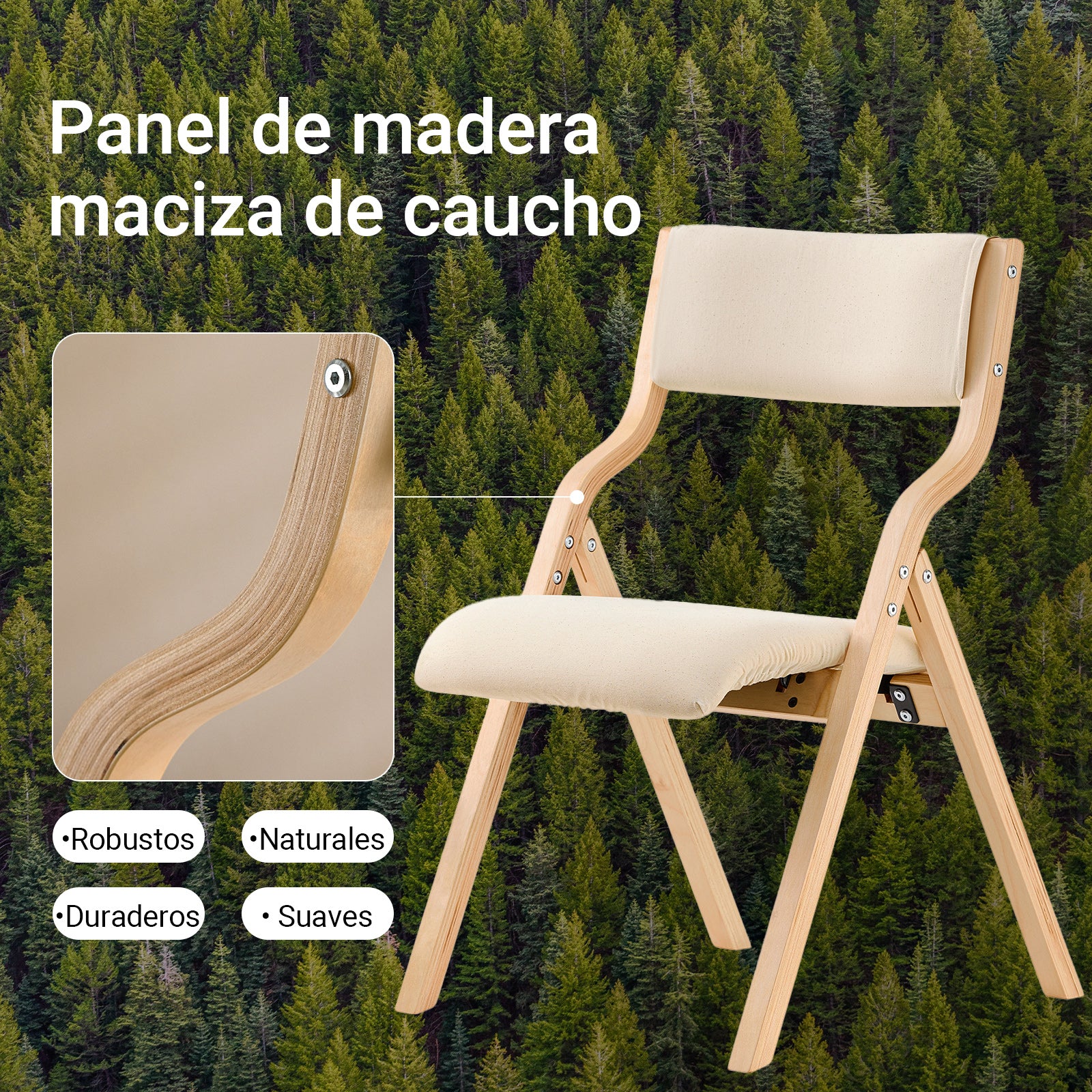 SoBuy FST40-Wx4 Lote de 4 Silla Plegable 48x58x78 cm Beige - Image 5