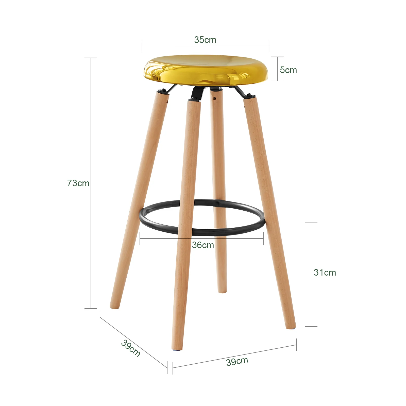 SoBuy FST89-G  Taburete de bar con reposapiés - Image 3