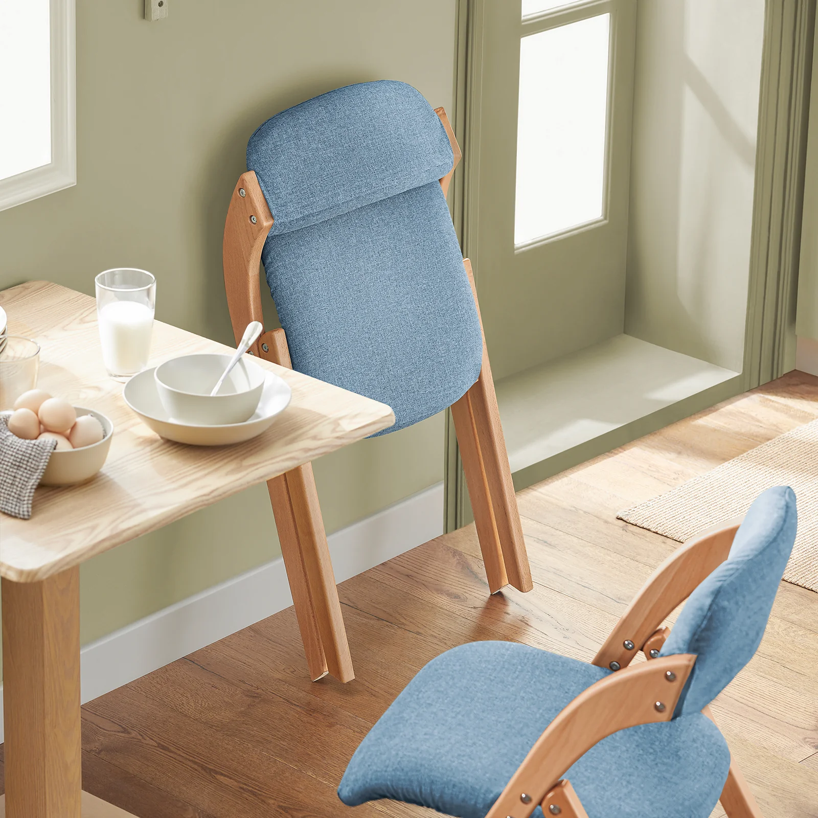 SoBuy FST92-BL Silla Plegable de Madera con Asiento y Respaldo - Image 2