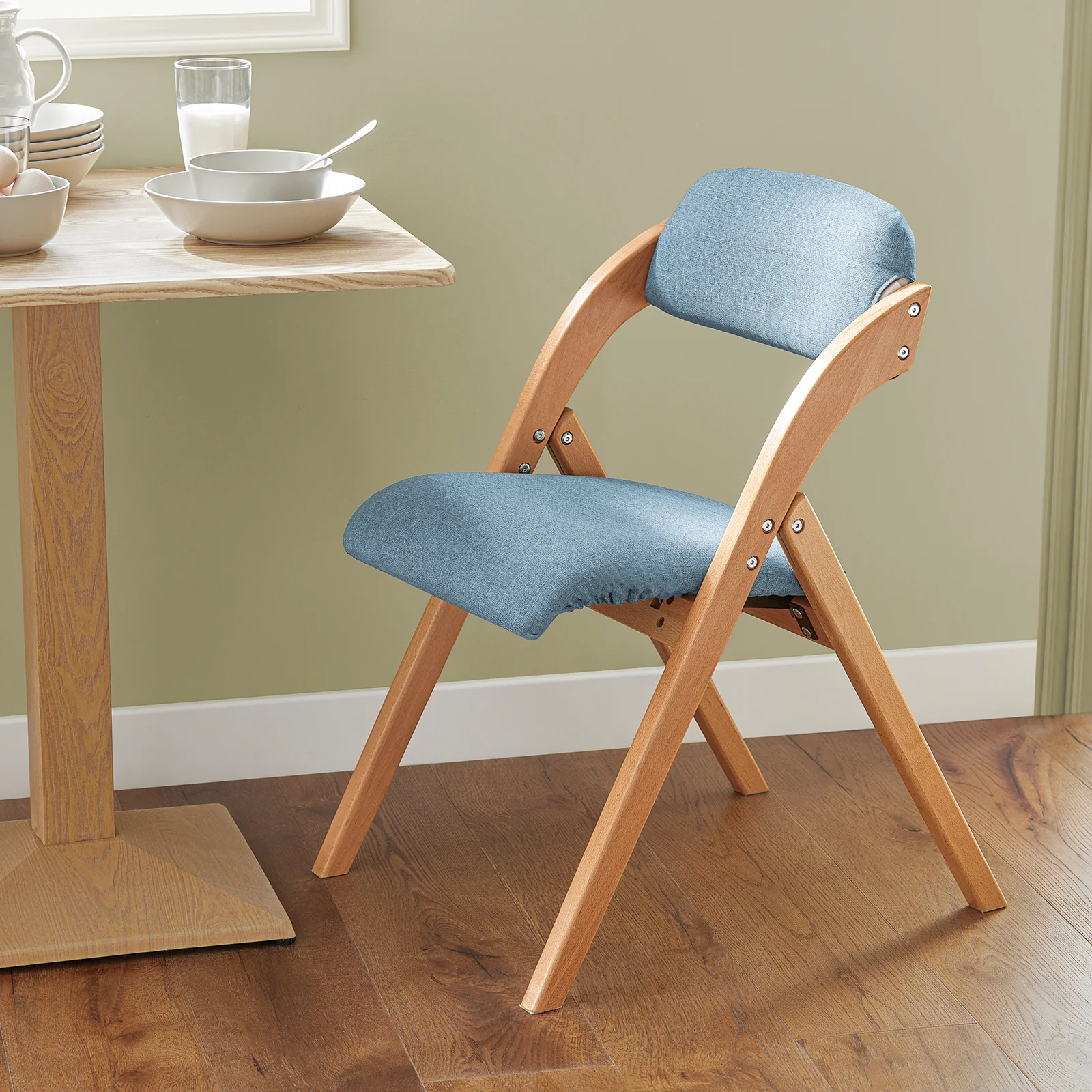 SoBuy FST92-BL Silla Plegable de Madera con Asiento y Respaldo - Image 5