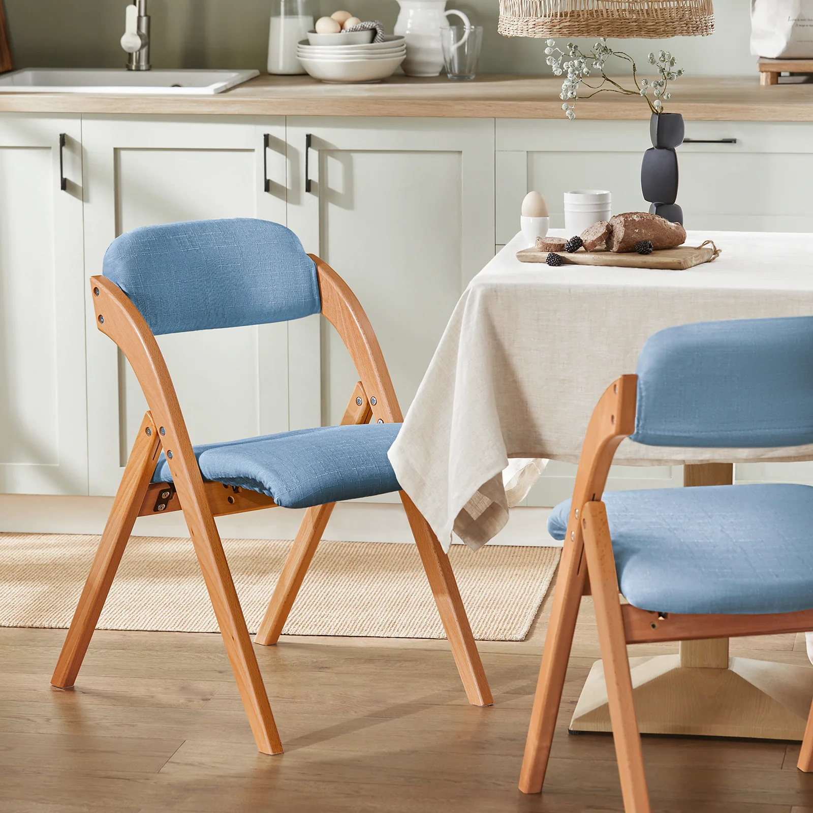 SoBuy FST92-BLx2 Lote de 2 Sillas Plegables de Madera con Asiento y Respaldo - Image 2