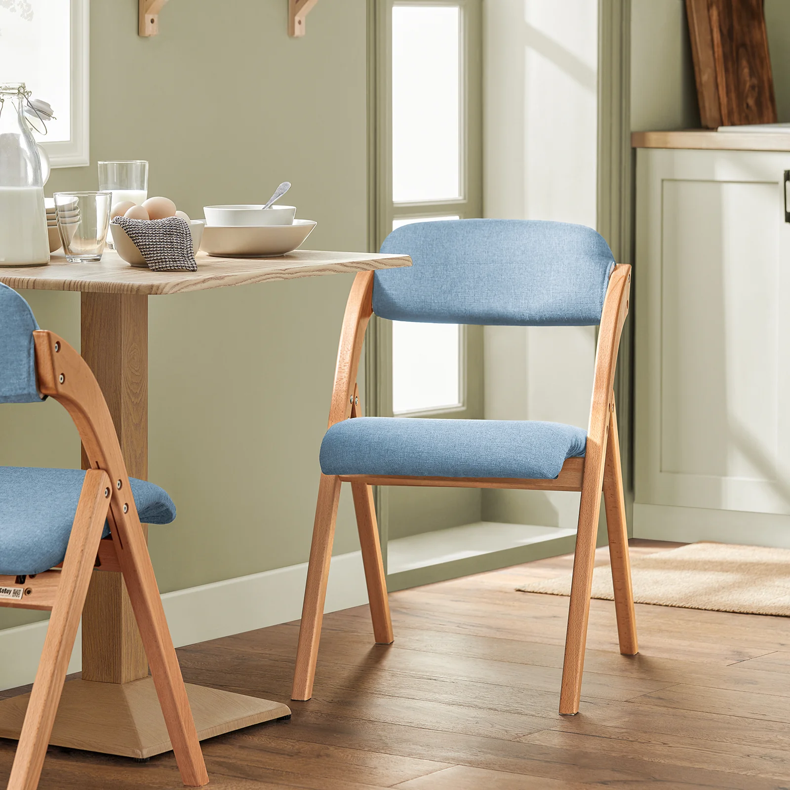SoBuy FST92-BL Silla Plegable de Madera con Asiento y Respaldo - Image 4