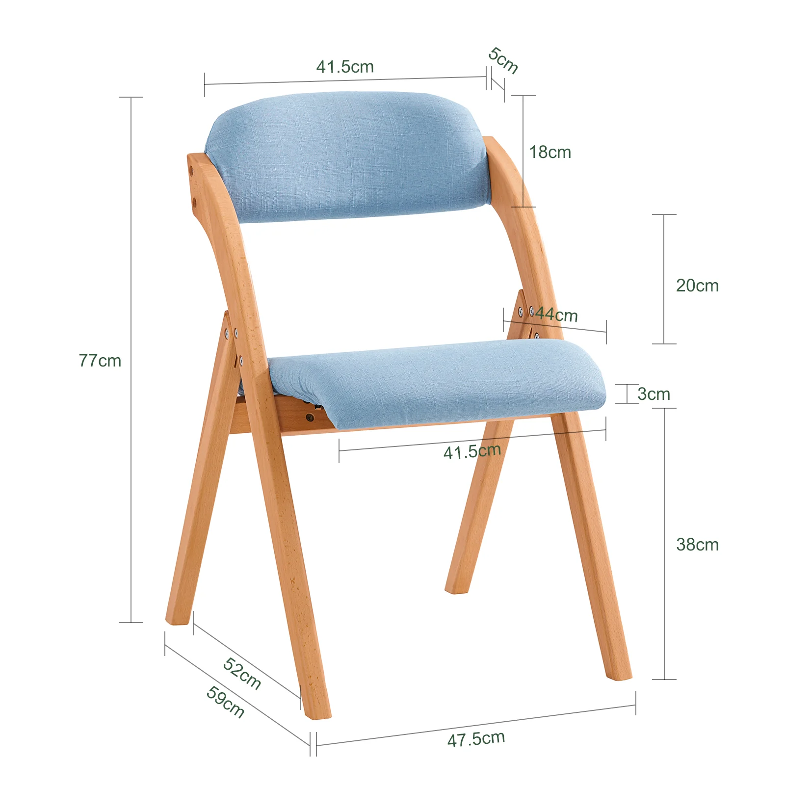 SoBuy FST92-BLx4 Lotre de 4 Sillas Plegables de Madera con Asiento y Respaldo - Image 3