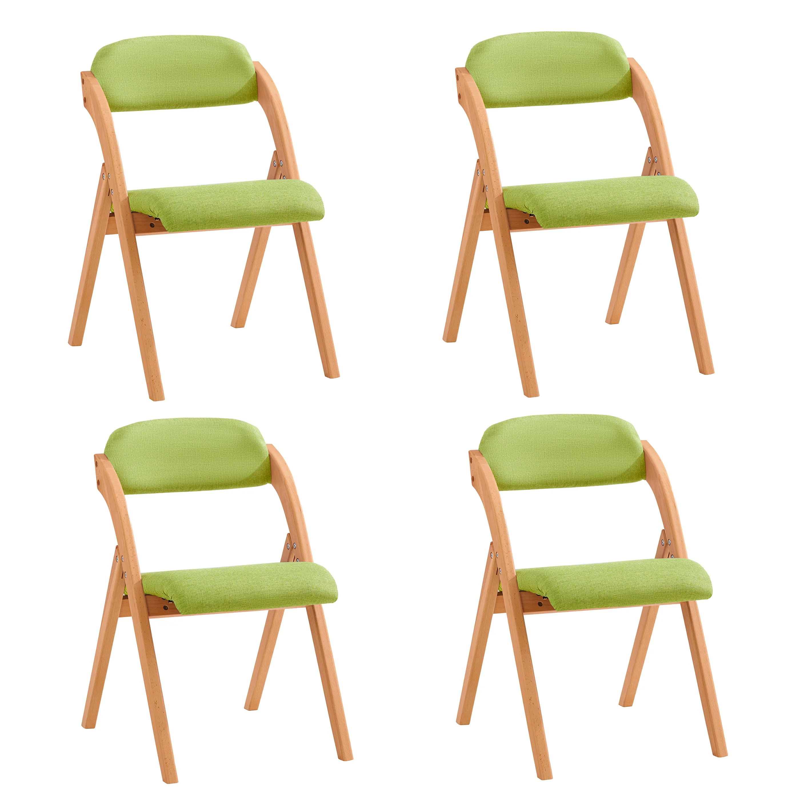 SoBuy FST92-GRx4 Lote de 4 Sillas Plegables de Madera con Asiento y Respaldo Verde