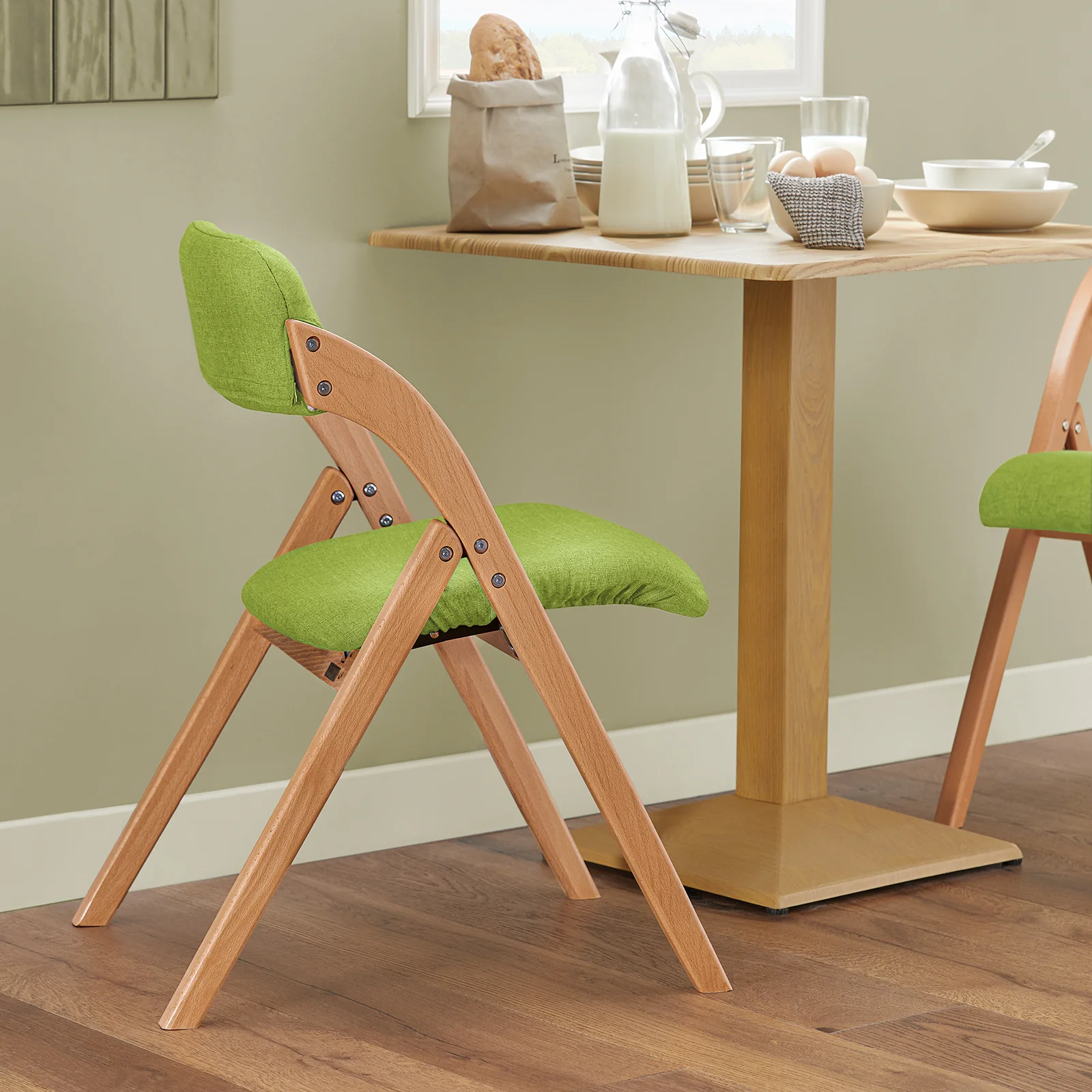 SoBuy FST92-GR Silla Plegable de Madera con Asiento y Respaldo Verde - Image 5