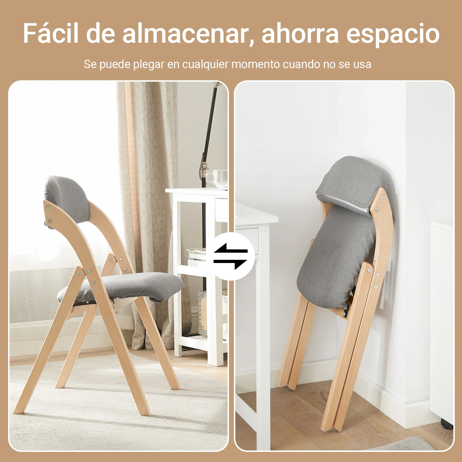 SoBuy FST92-N Silla con Asiento y Respaldo Tapizado Gris - Image 5