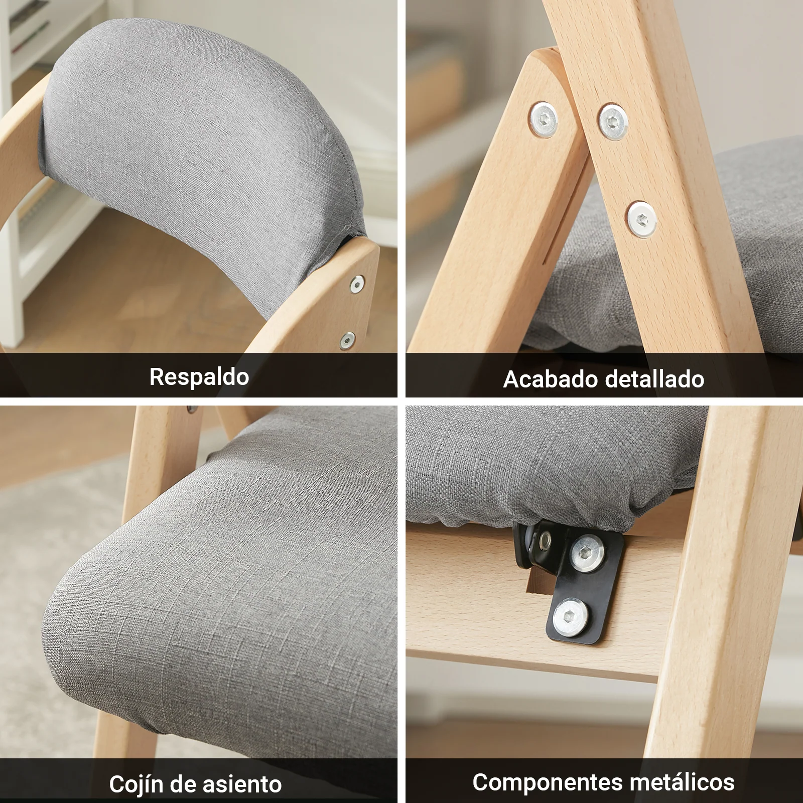 SoBuy FST92-Nx2 Lote de 2 Sillas Plegables de Madera con Asiento y Respaldo - Image 8