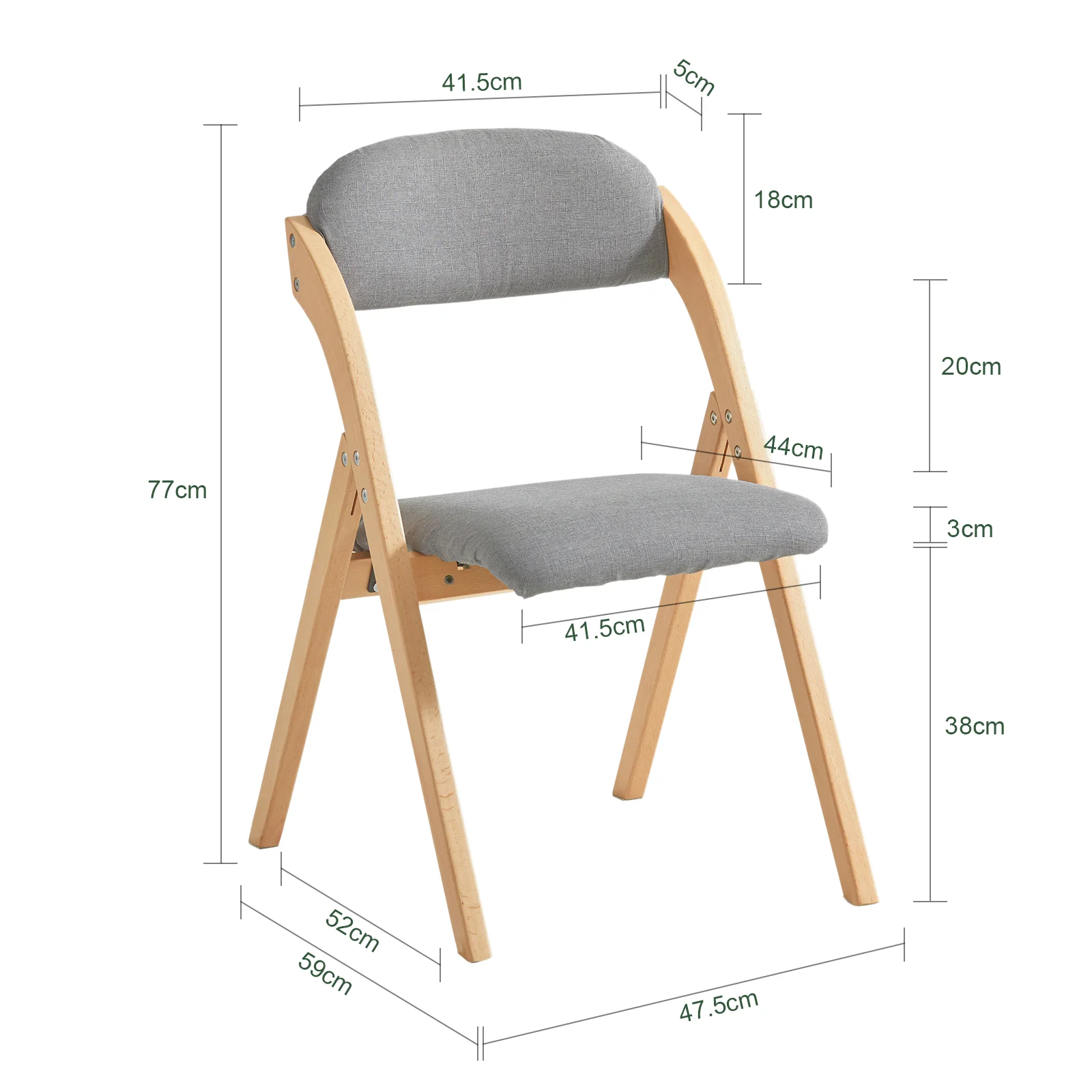 Preventa-SoBuy FST92-Nx4 Lote de 4 Sillas Plegables de Madera con Asiento y Respaldo - Image 3