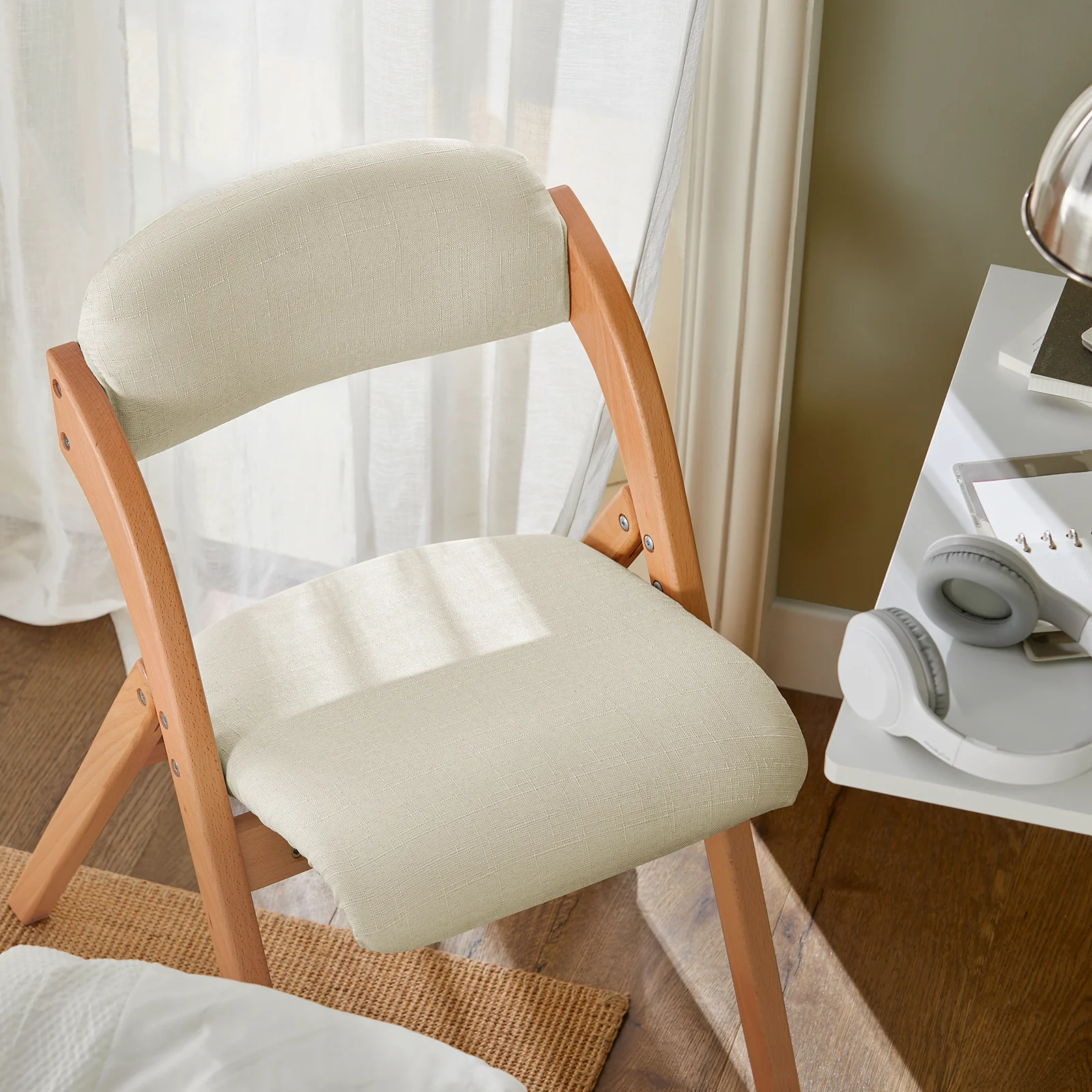 SoBuy FST92-W Silla Plegable de Madera con Asiento y Respaldo - Image 9