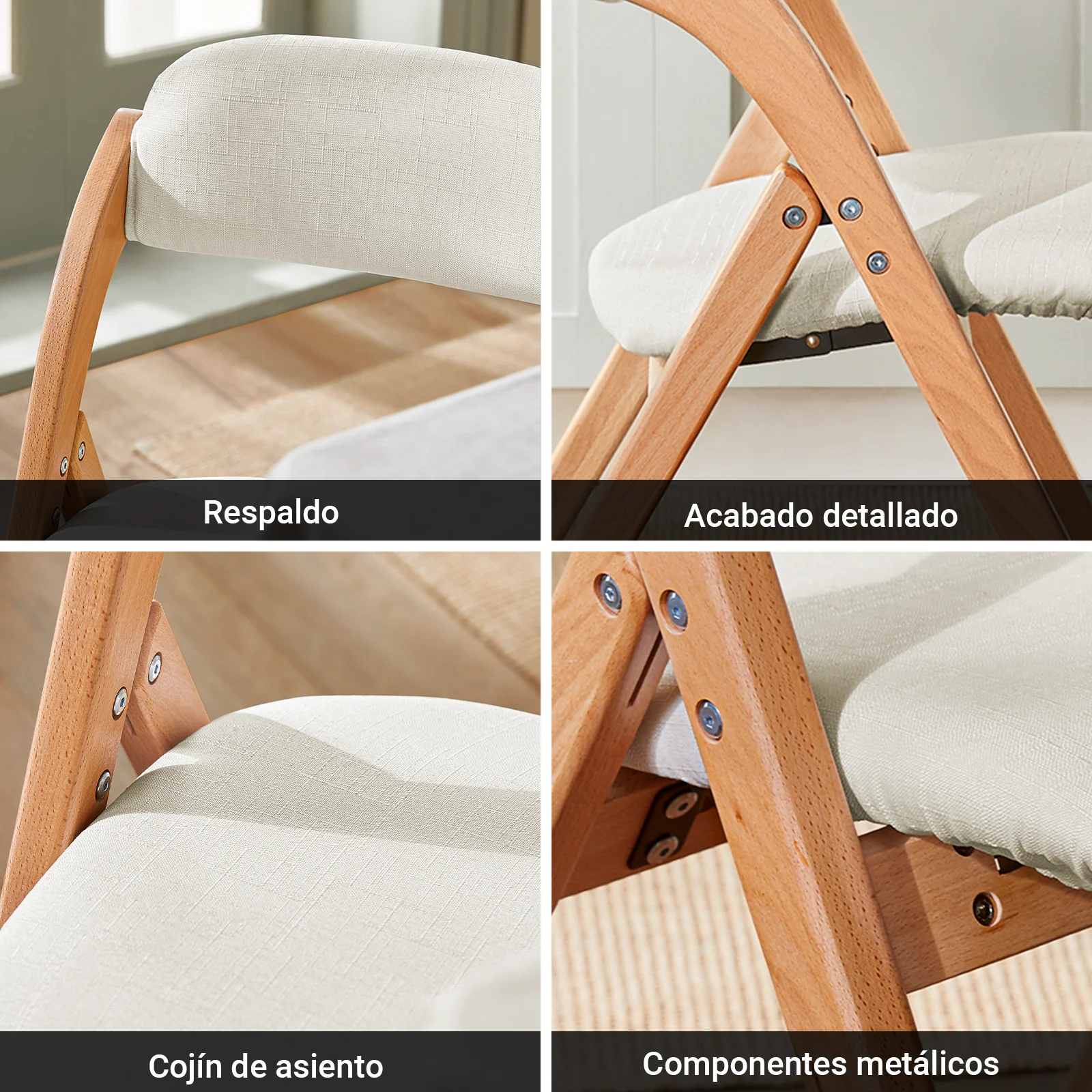 SoBuy FST92-Wx2 Lote de 2 Sillas Plegables Blanco 47x60x77 cm - Image 8
