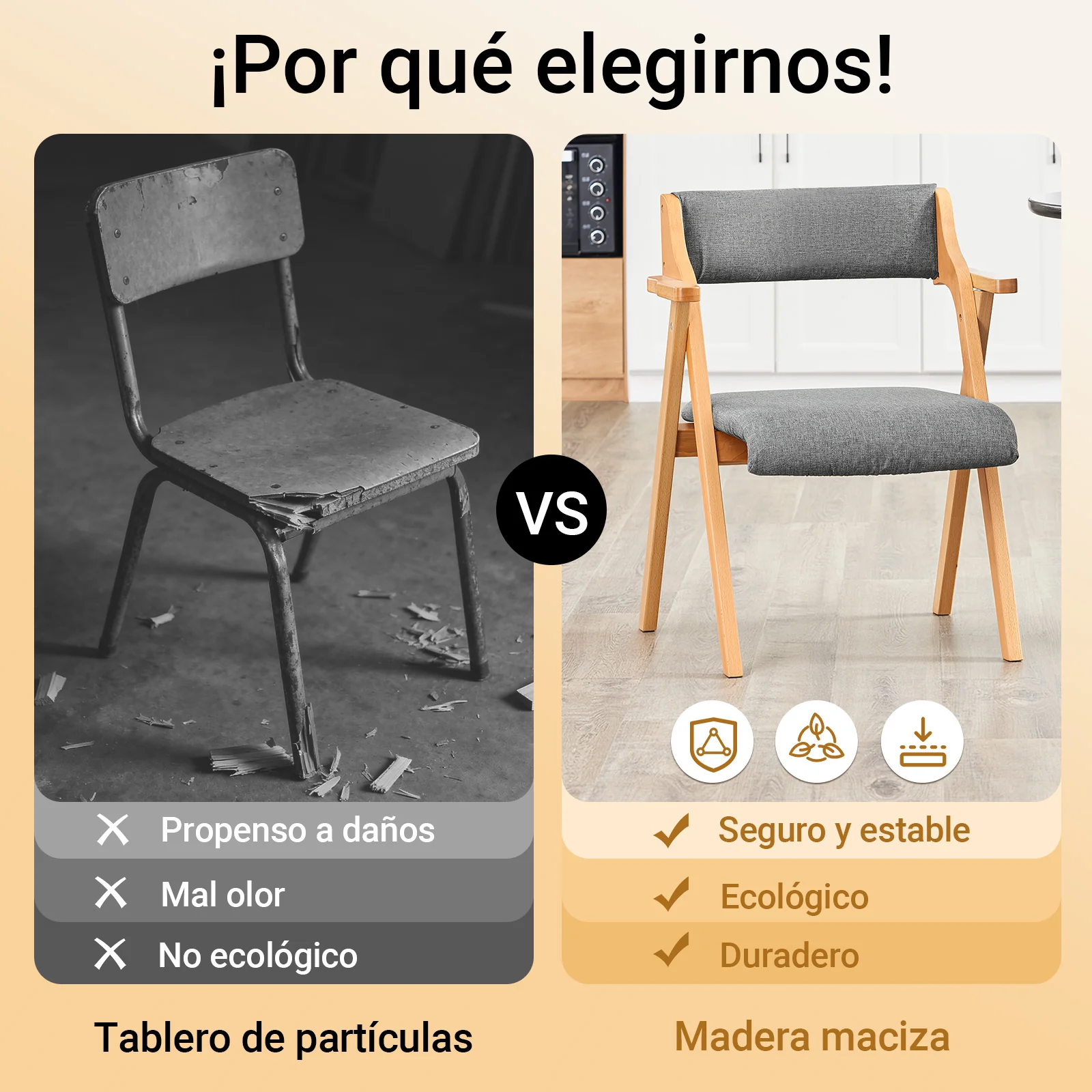 SoBuy FST98-HG Silla de Madera con Cojín para Comedor Plegable y Montada Gris - Image 6