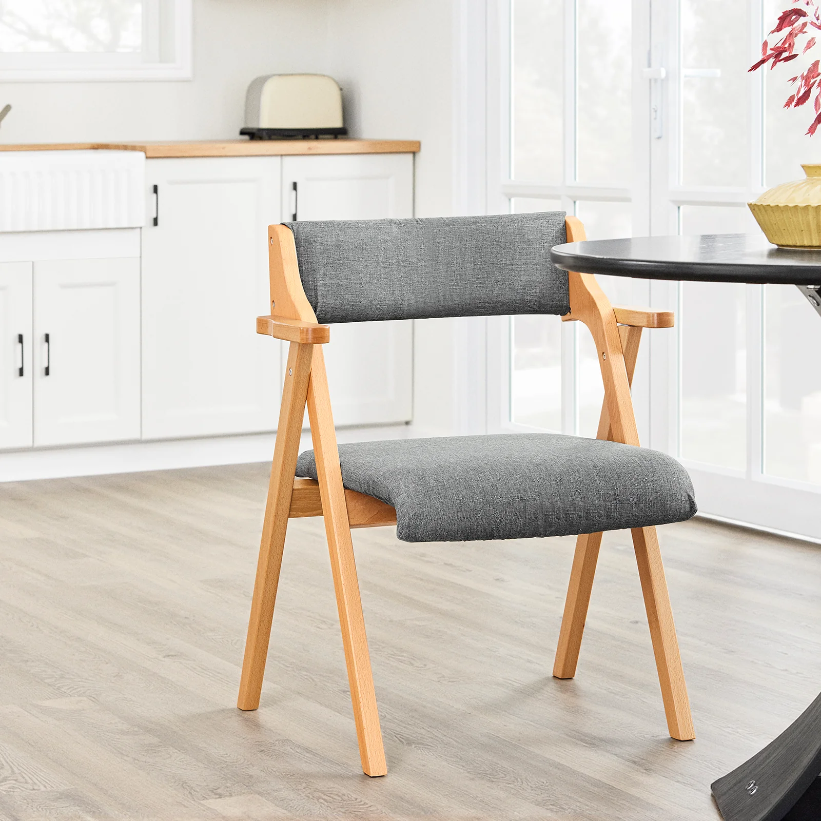SoBuy FST98-HG Silla de Madera con Cojín para Comedor Plegable y Montada Gris - Image 8