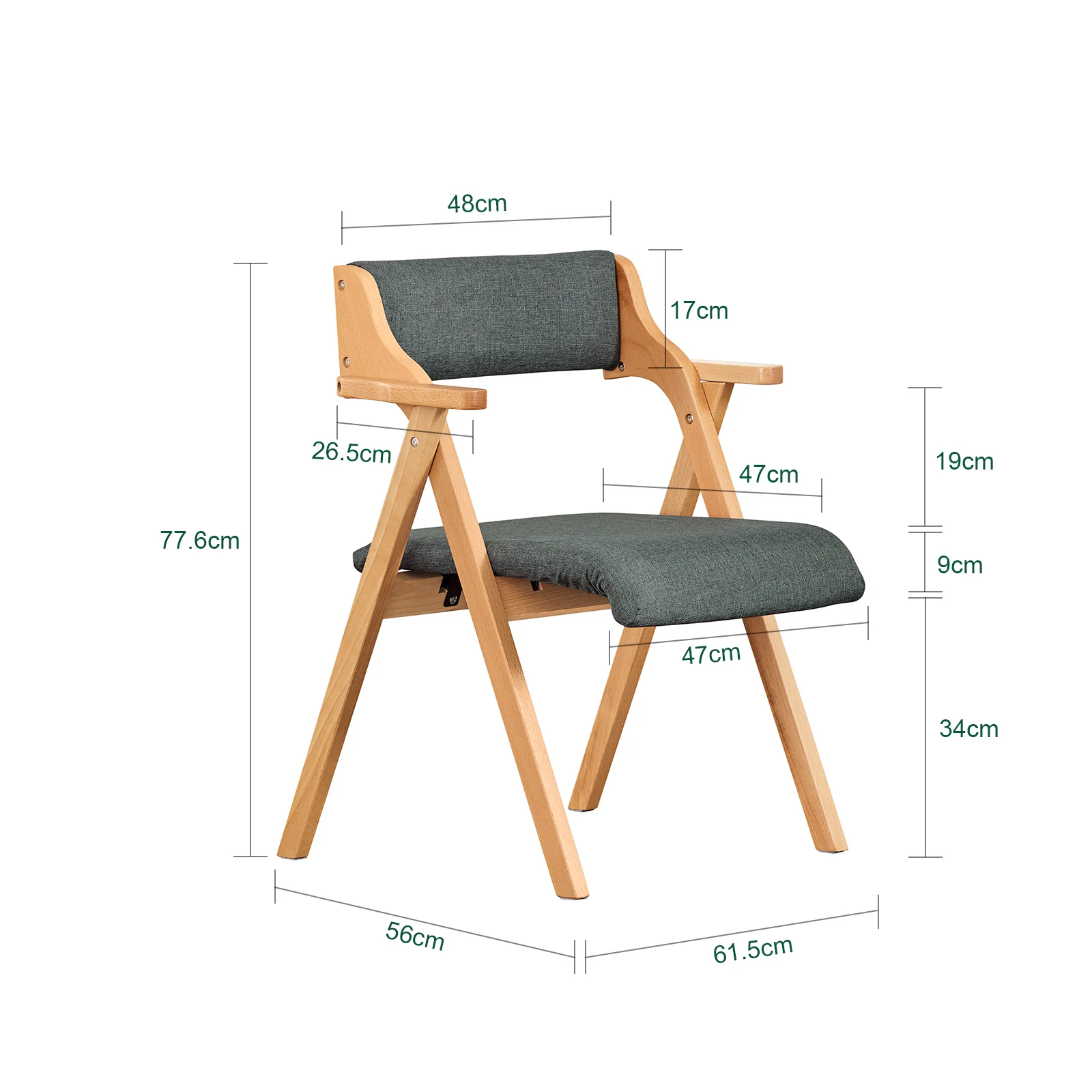 SoBuy FST98-SG Silla de Madera con Cojín para Comedor Plegable y Montada Gris Oscuro - Image 3