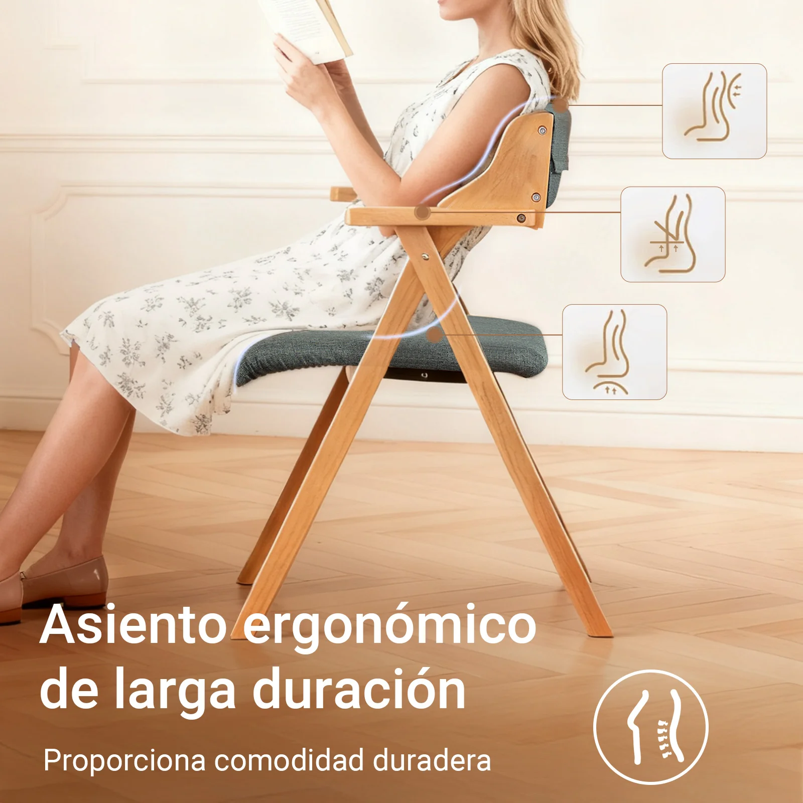 SoBuy FST98-SG Silla de Madera con Cojín para Comedor Plegable y Montada Gris Oscuro - Image 4