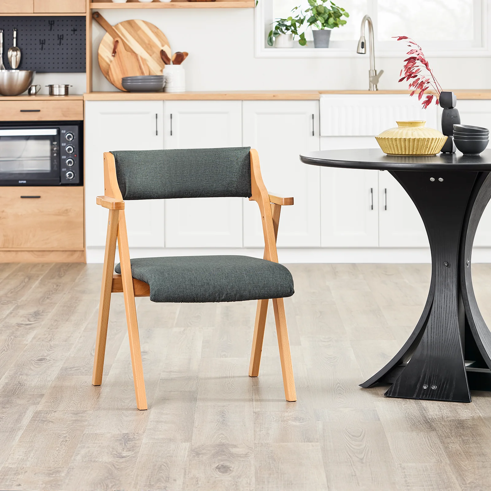 SoBuy FST98-SG Silla de Madera con Cojín para Comedor Plegable y Montada Gris Oscuro - Image 8