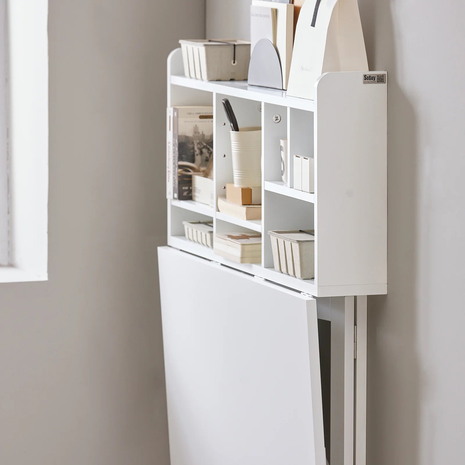 SoBuy FWT07-II-W Mesa de pared Con estante integrado 90 x 60 x 78 cm - Image 6
