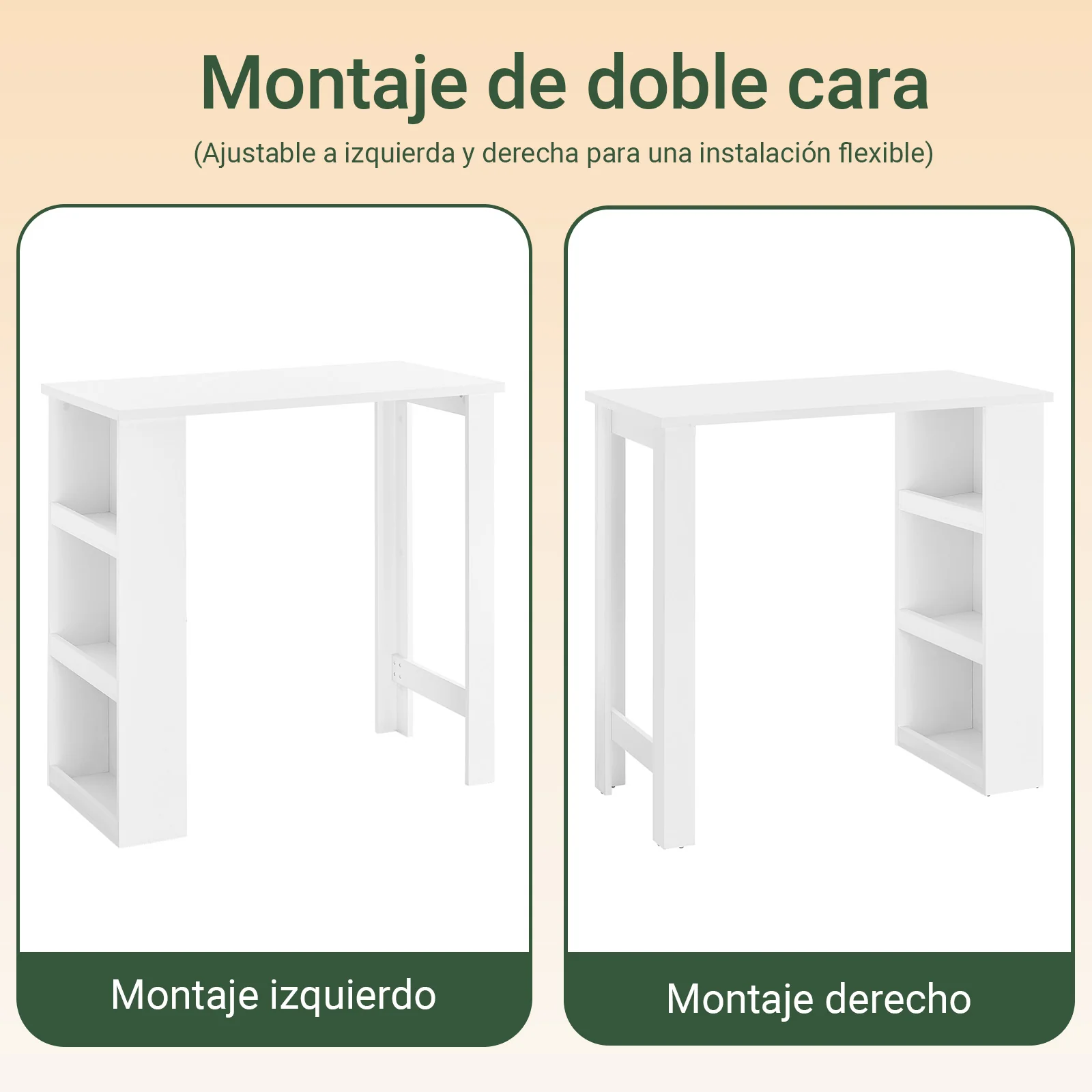 SoBuy FWT17-II-W Mesa Alta de Cocina Mesa de Bar con 3 Estantes Blanca 112 x 57 x 106 cm - Image 4